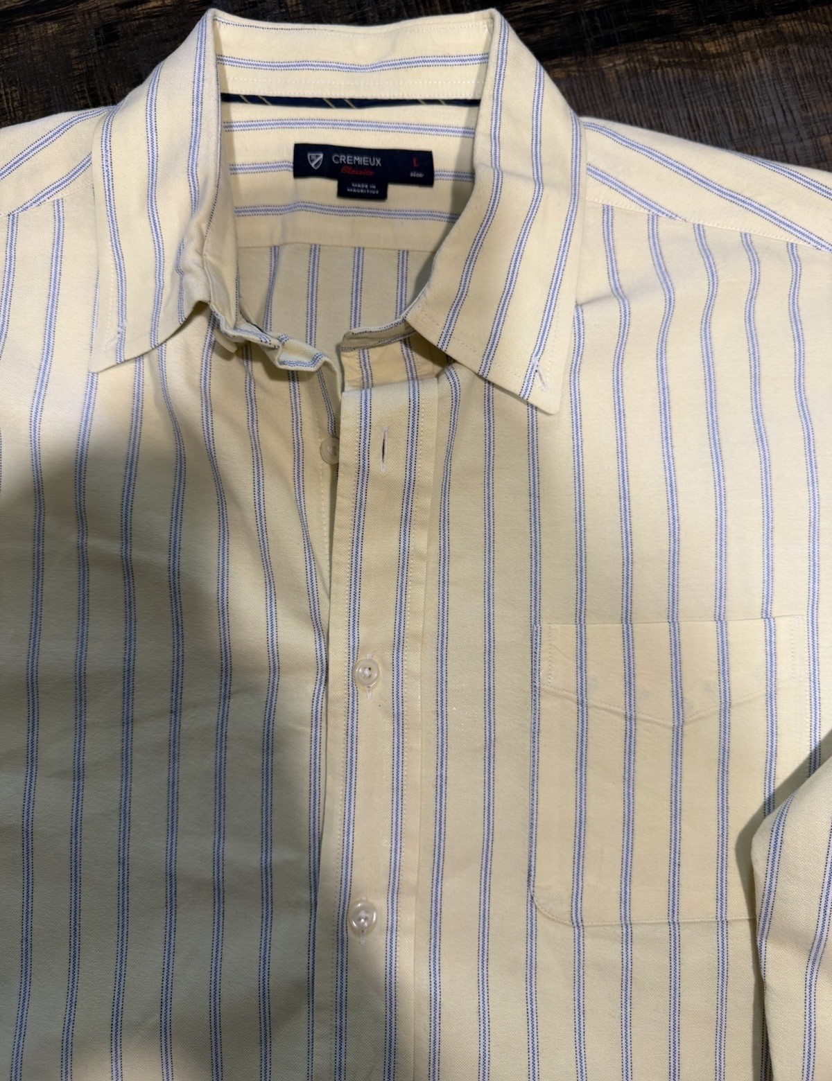 Cremieux Classics Shirt Men’s Button Up Long Sleeve Yellow Blue Large