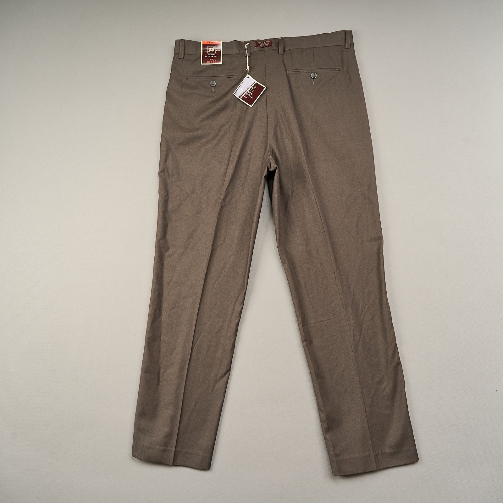 James Tattersall Dress Pants Men Sz 38 Brown Wool Blend NWT