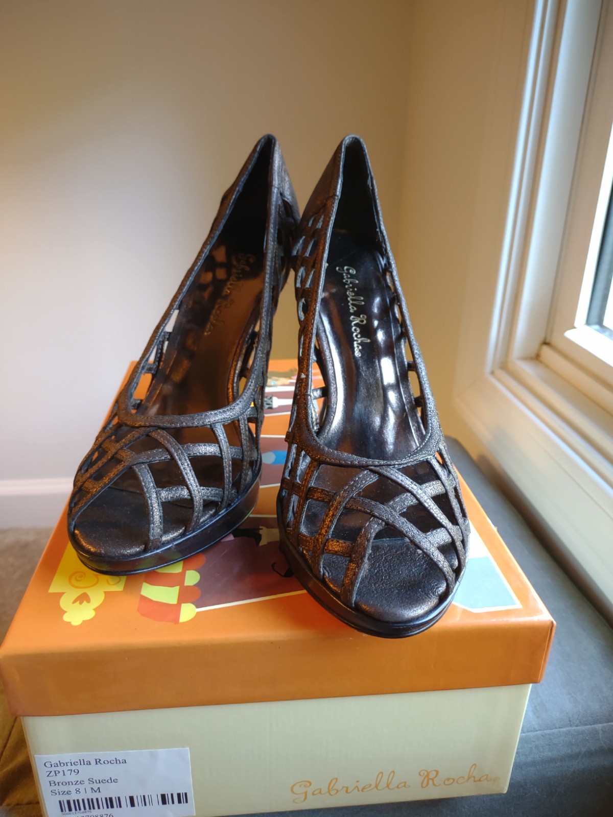 Gabriella Rocha Lattice Heels Bronze suede Size 8