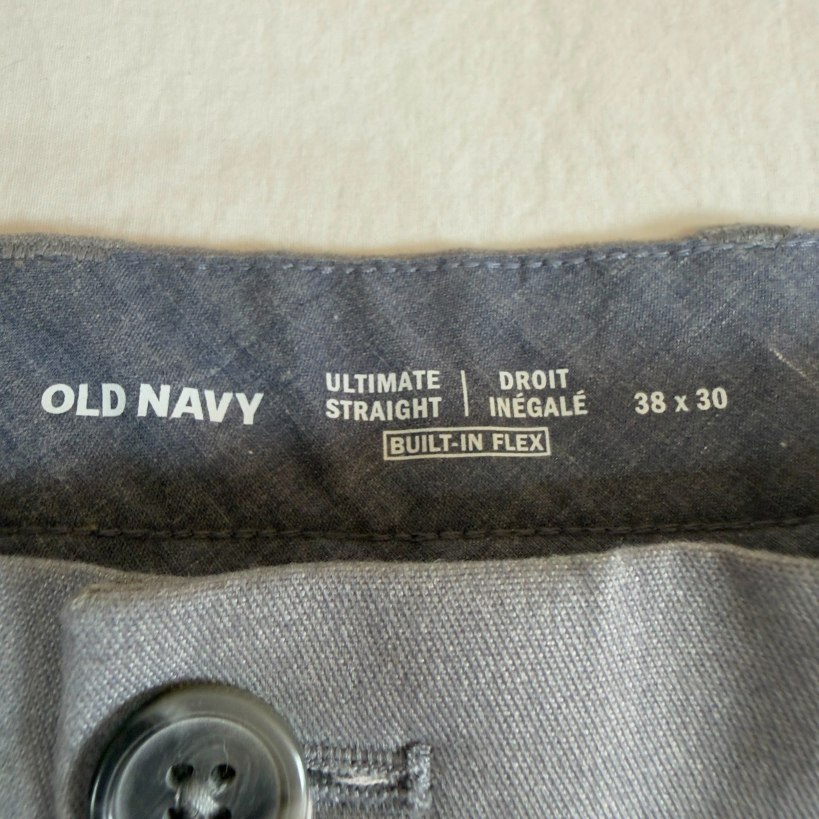 Old Navy Ultimate Straight Gray Pants Mens 38×30 High Rise Zipper fly