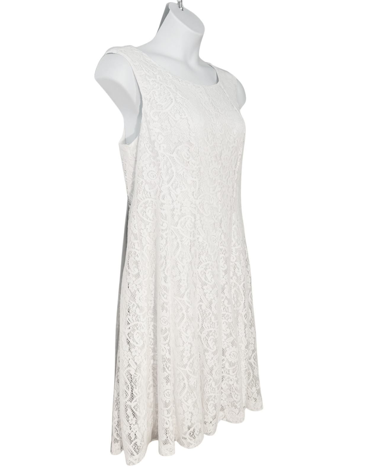 Connected Sz 16 Fit-and-Flare Dress Princess Cut White Crochet Lace Romantic
