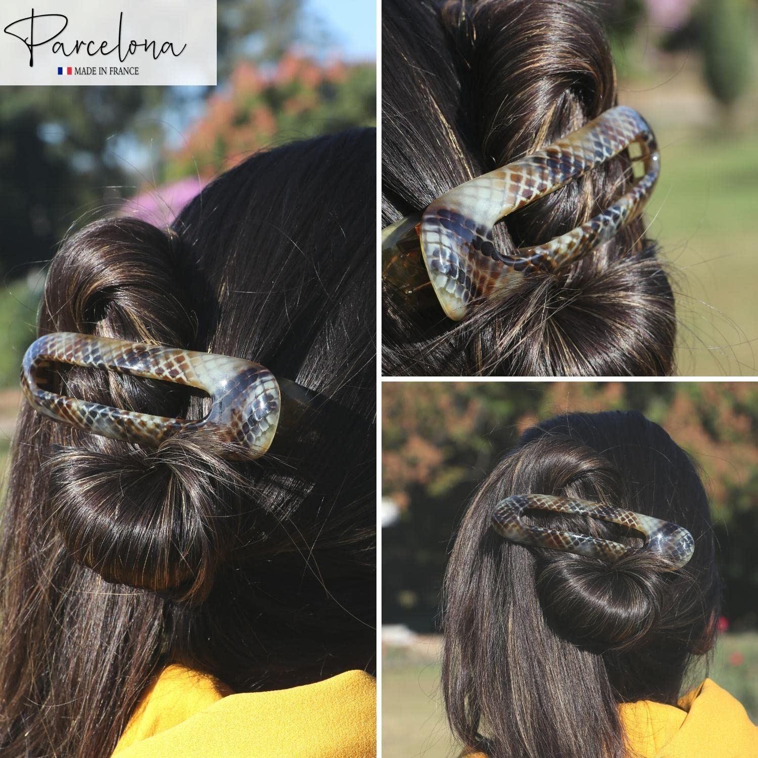 Parcelona French Oval Slider Large 4.75″ Celluloid Side Hair Claw Clips(2 Pcs)