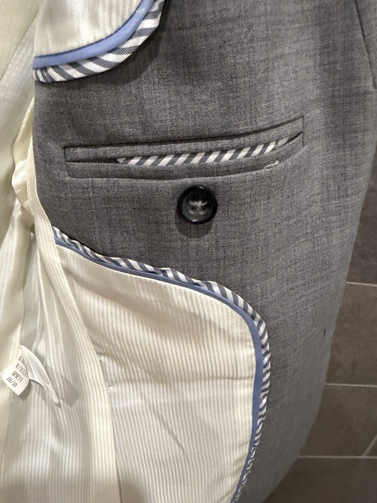 Banana Republic Petite 4P Gray Wool Blend Stretch Lined 2-Button Blazer