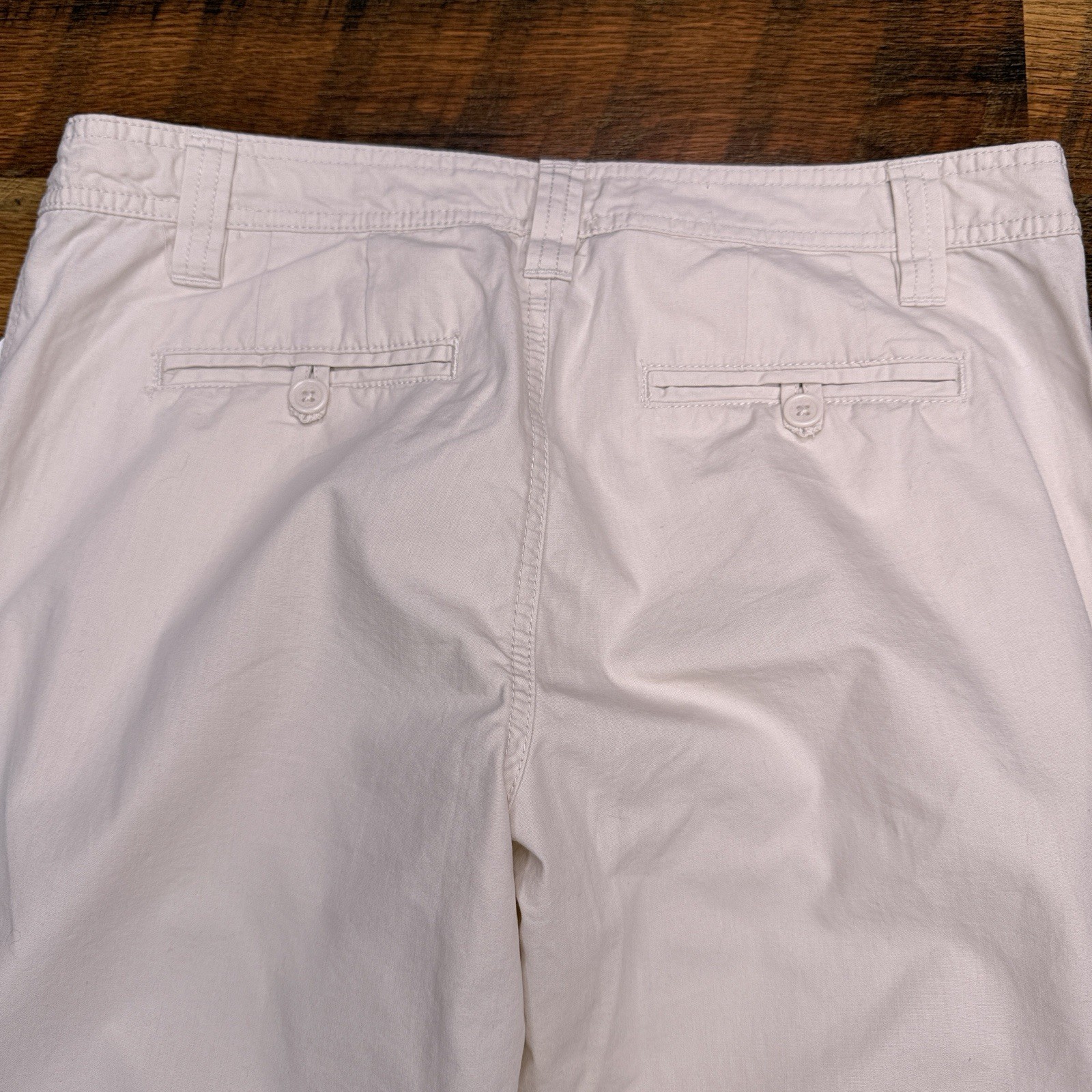 Old Navy Capri Pants Womens 10 Beige Just Below Waist Roll Tab 2006 New