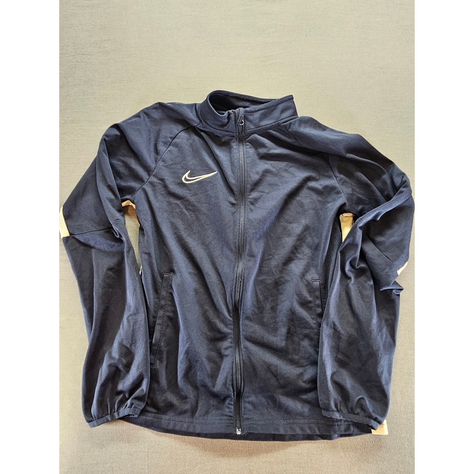 Nike Dri-FIT boys XL Navy Blue White Academy Soccer Track Jacket FullZipTraining