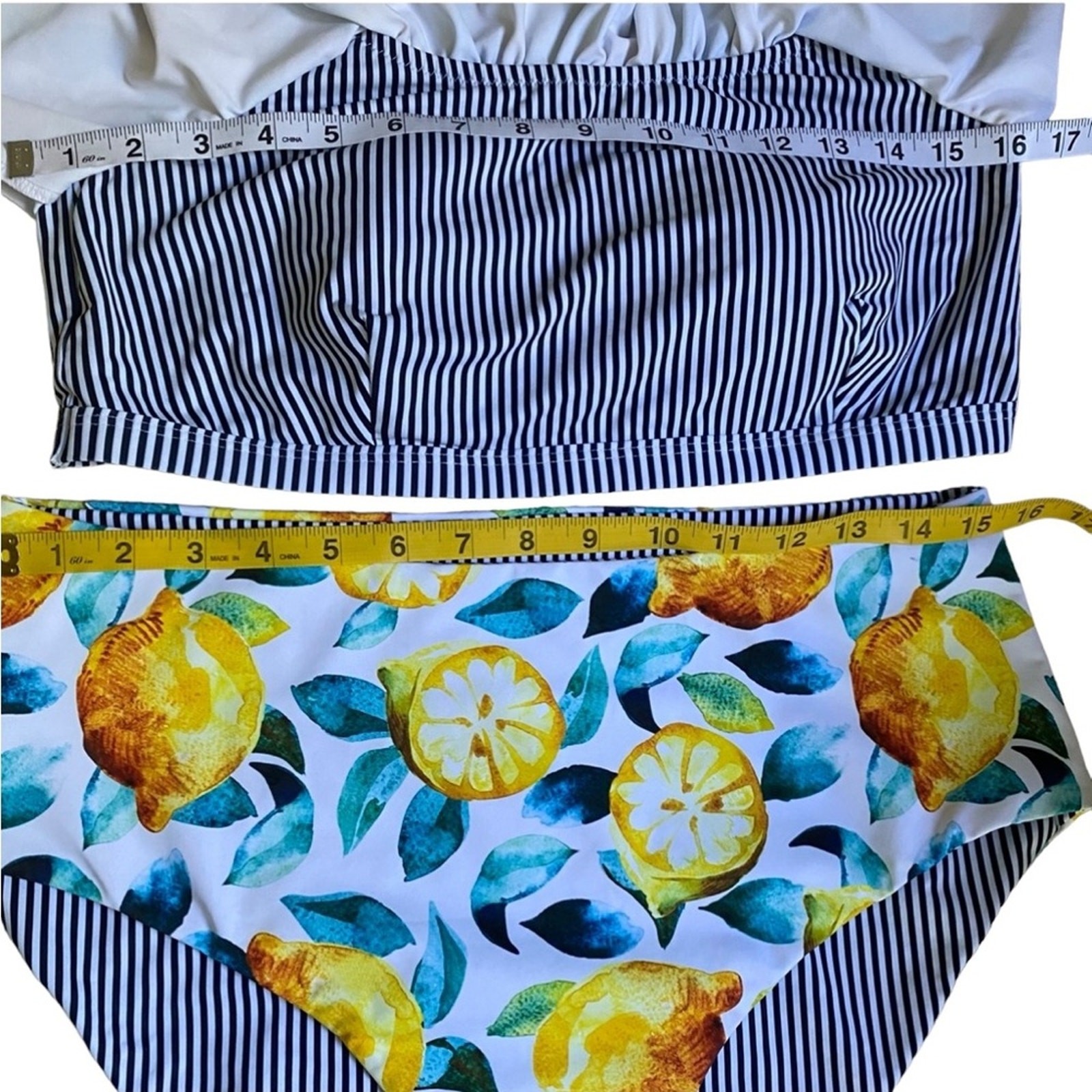 Womens Bikini Set Large Two piece Swimsuit Lemon Cruise XL Bathing Suit 14 Boho