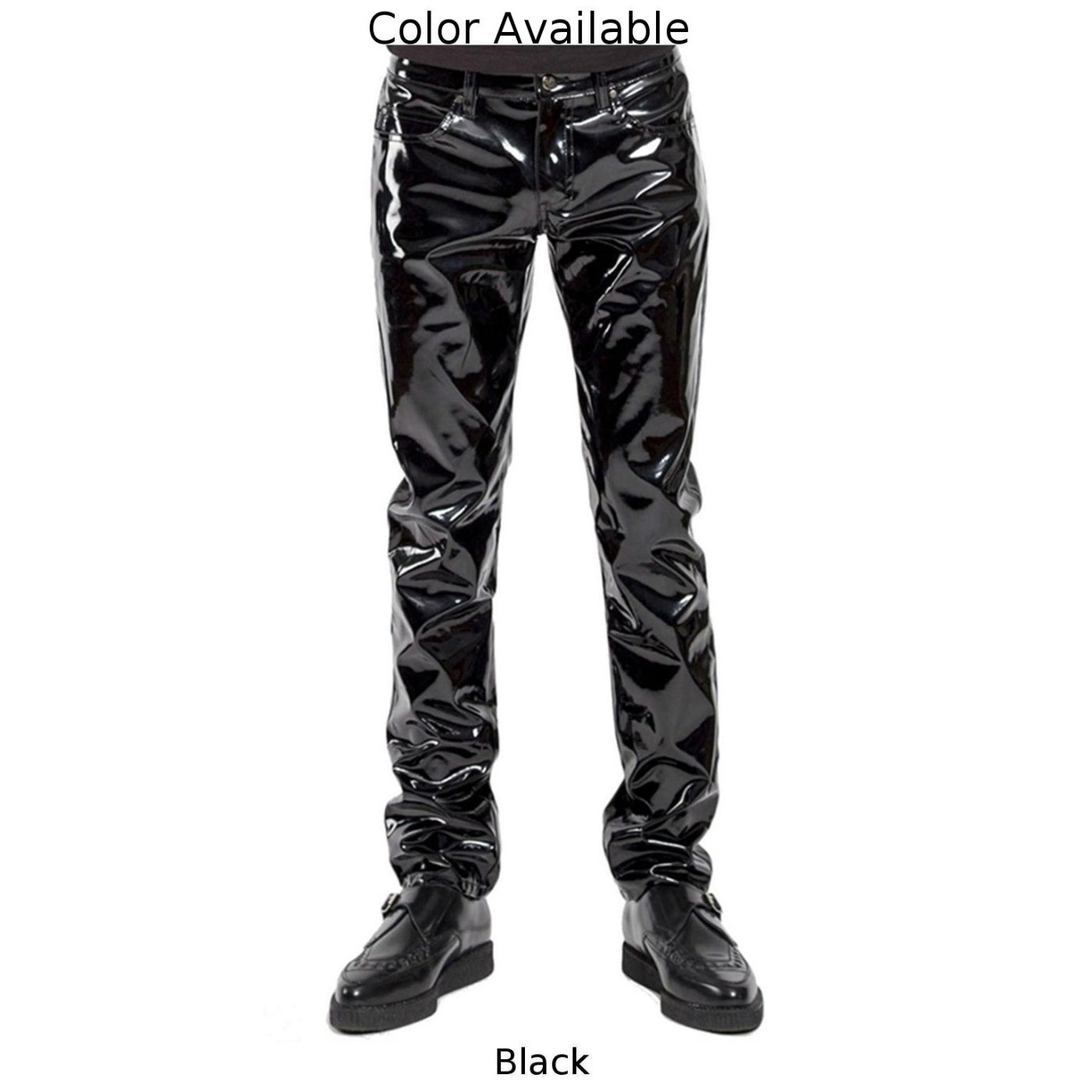 Men Faux Leather PVC Pants Trousers Long Shiny Clubwear Punk Gothic Black Pants