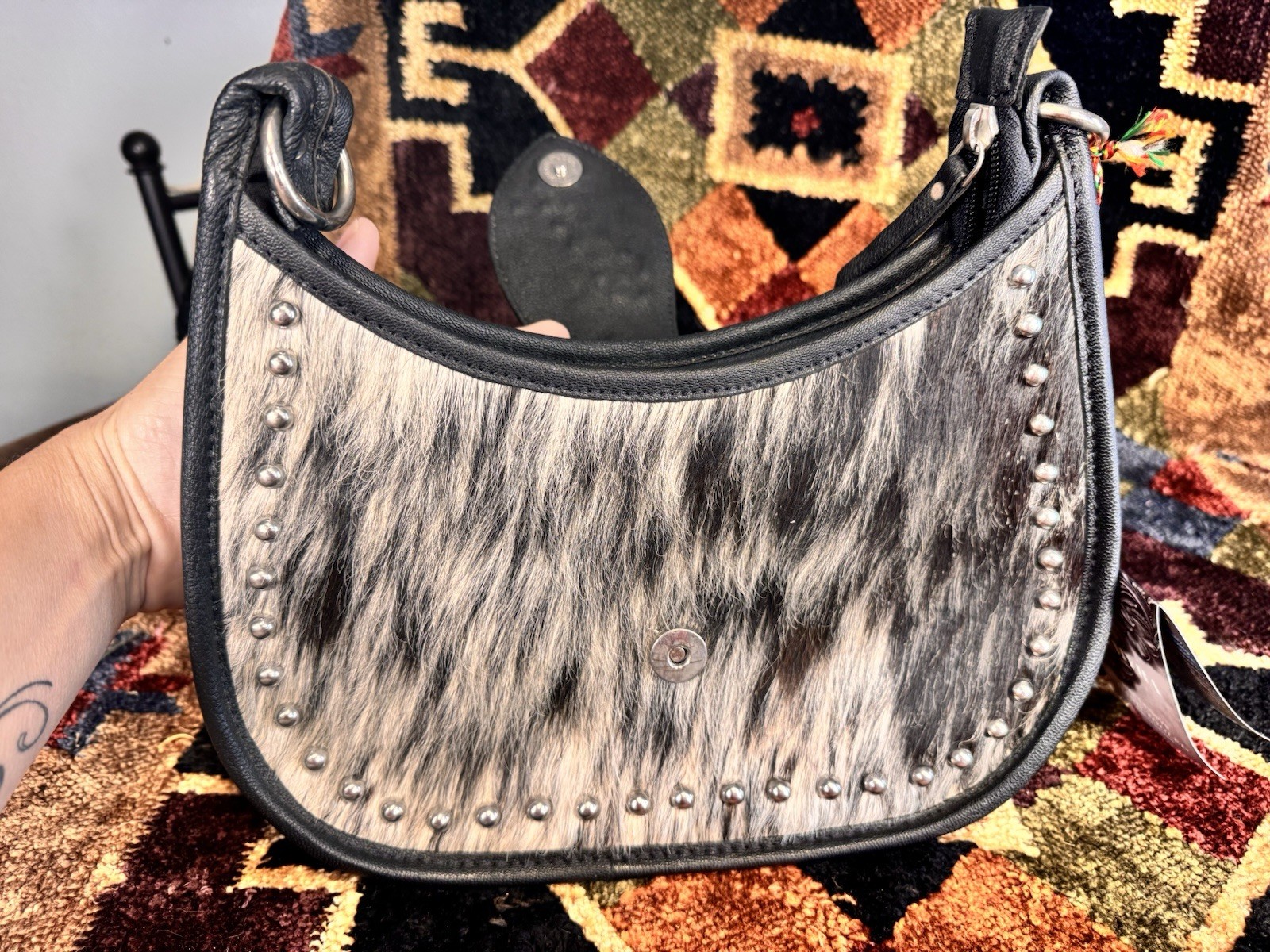 Myra Western Studded Zip Crossbody Bag w/ Detachable Strap + matching wallet