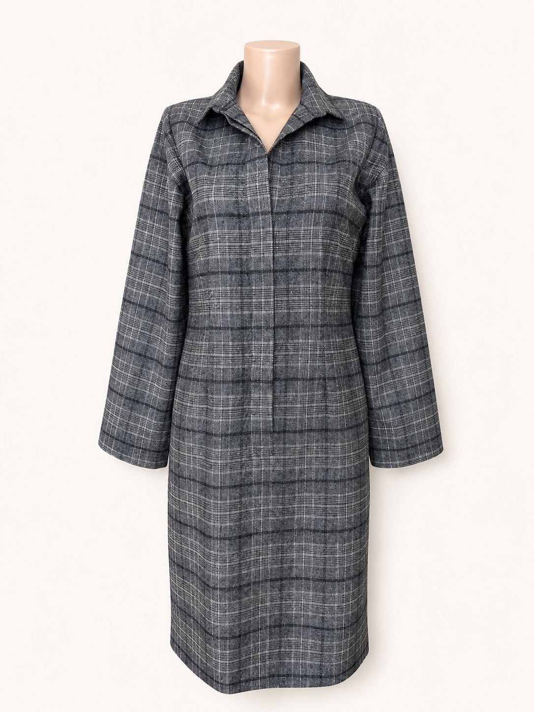 Weekend Max Mara Virgin Wool Plaid Dress Grey Size XS IT 36 US 2 QUIET Luxury