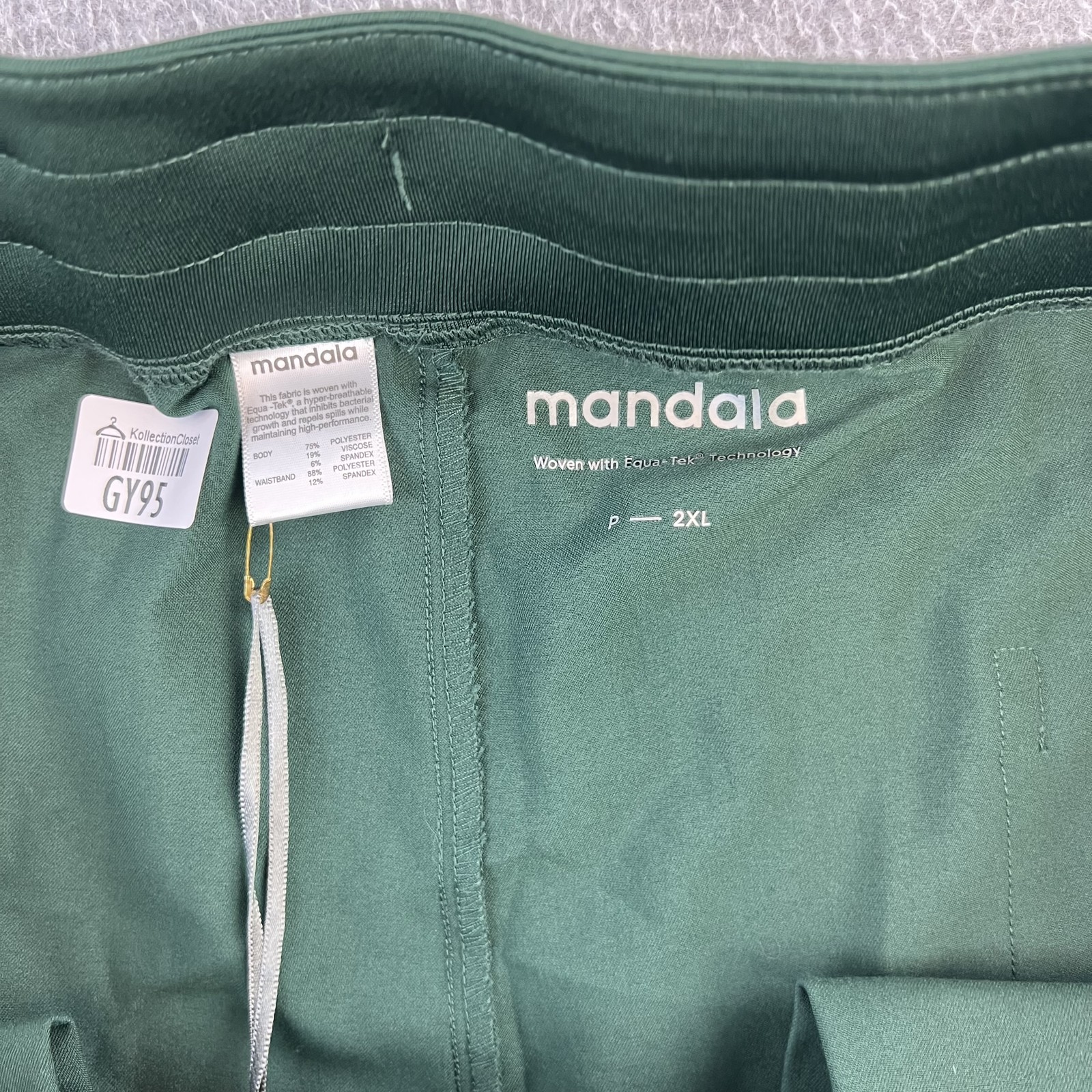 Mandala Slim Pants Womens 2XL Petite Midnight Green Scrub Jogger Stretch Pockets