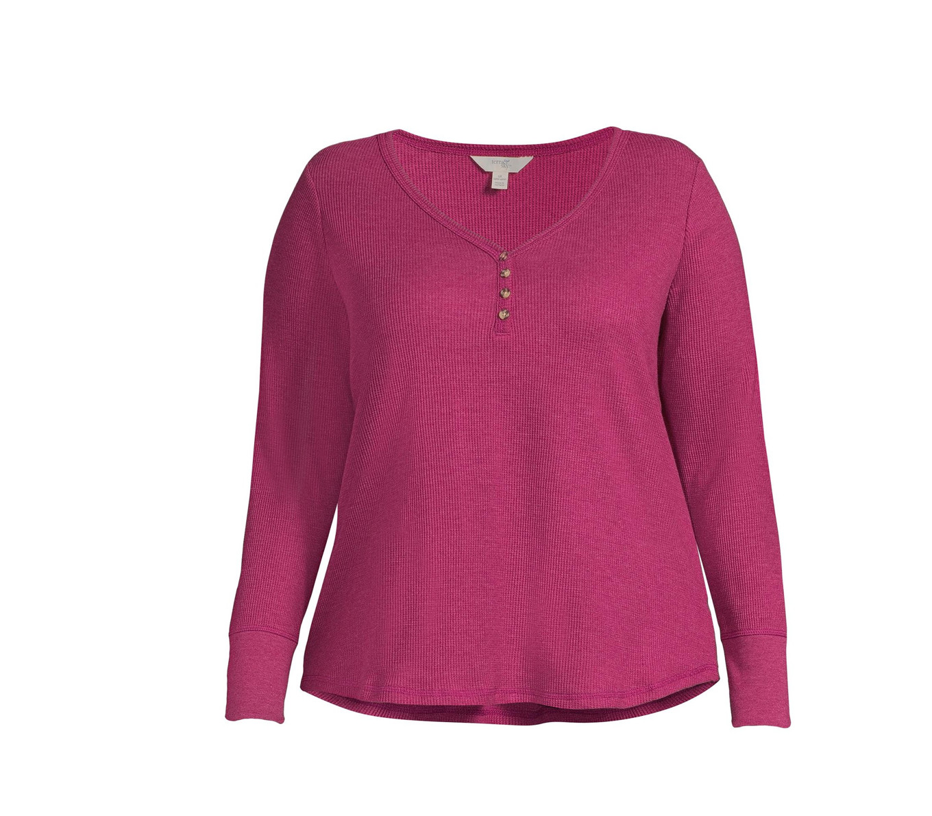 Terra & Sky Women’s Plus Size Long Sleeve Waffle Top – CHOOSE COLOR, 1X-5X