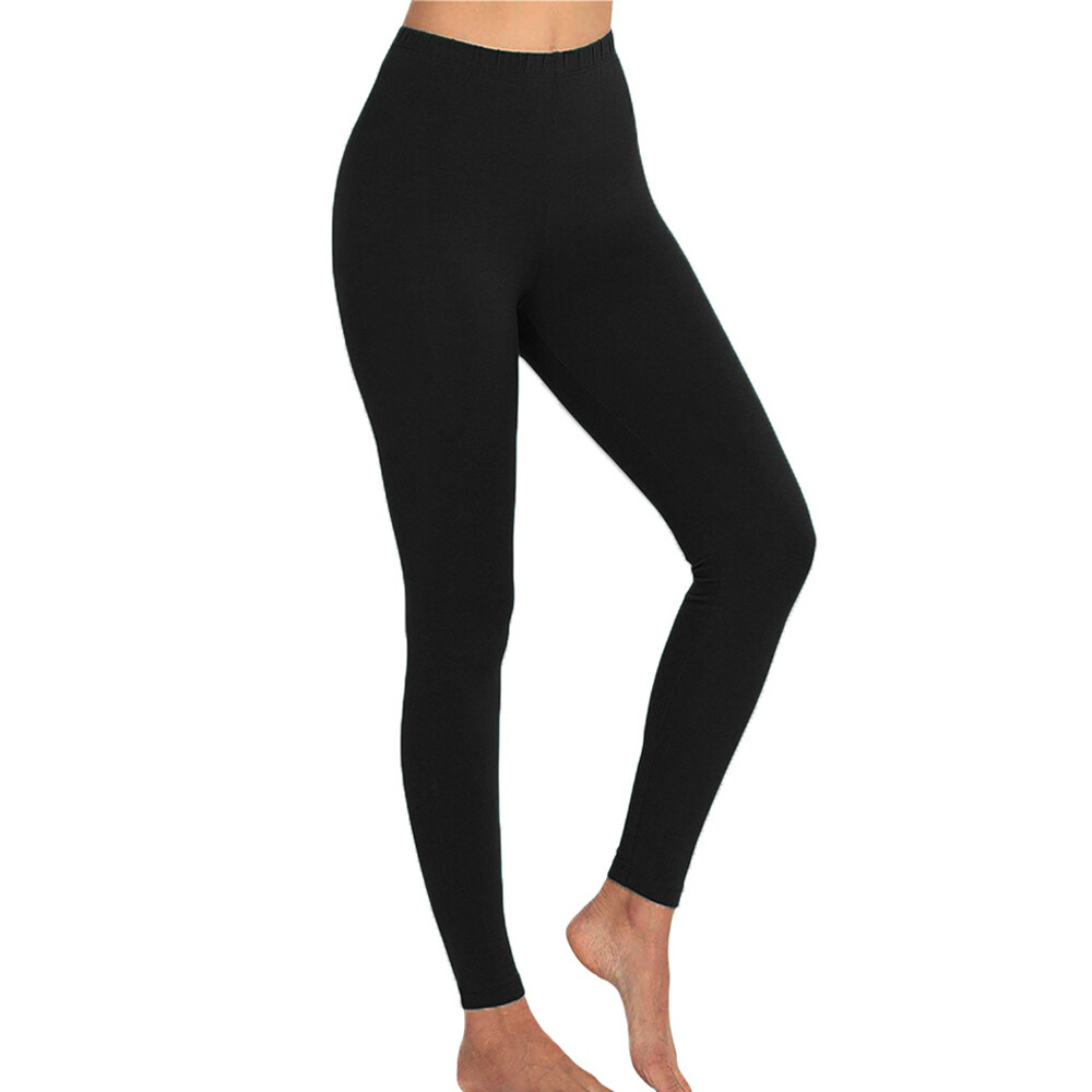 Women 34″ Inseam Cotton Spandex Full Length Yoga Leggings Slim Pants S – 5XL USA