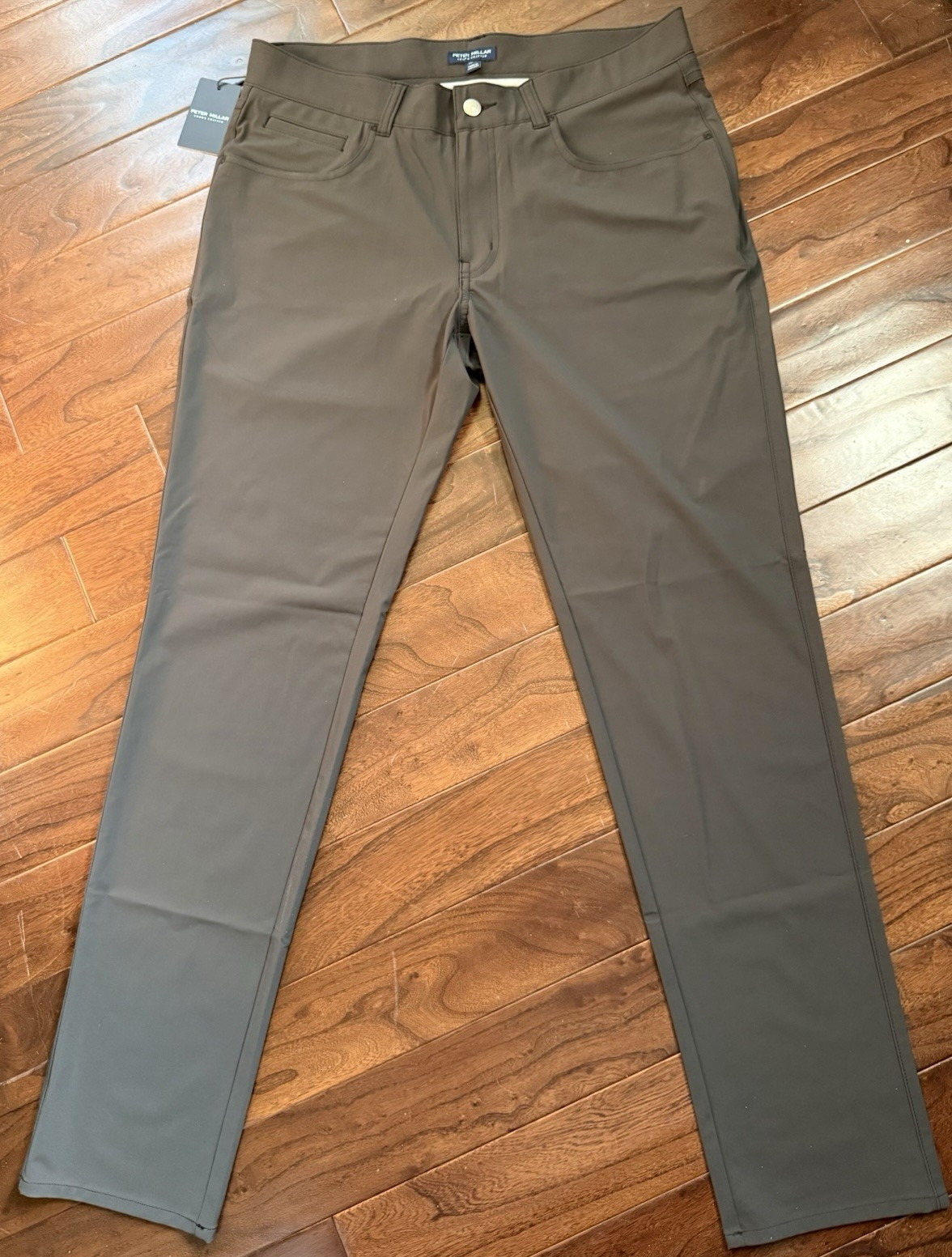 Peter Millar Crown Crafted Gray Stretch Flat Front Straight Leg Chino 34W