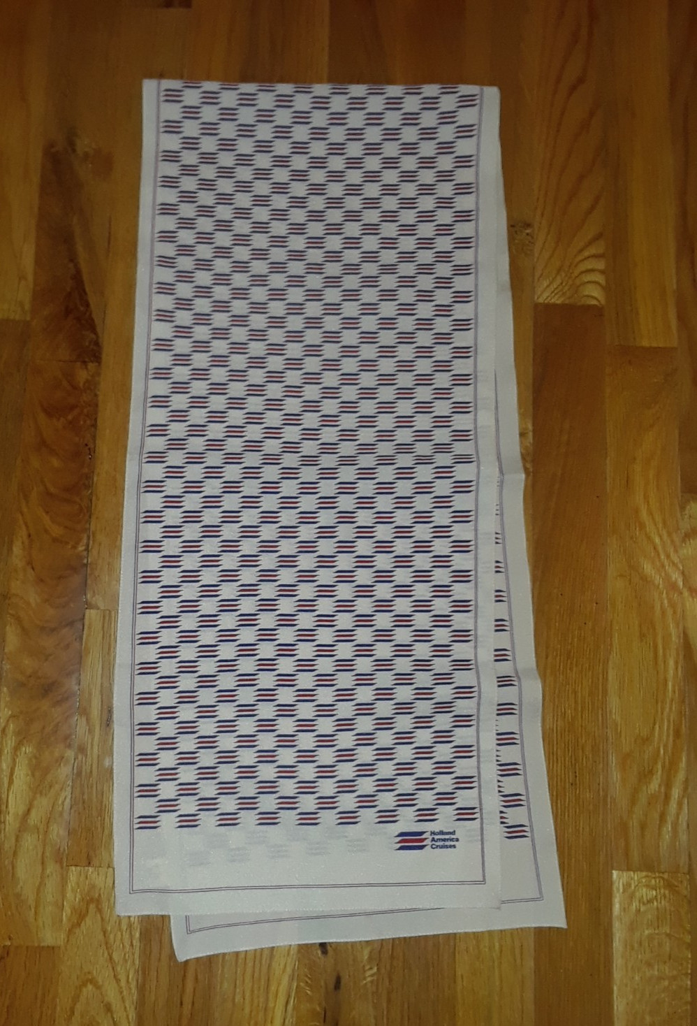 Holland America Cruises Ivory Blue Red Geometric Oblong Scarf 53″