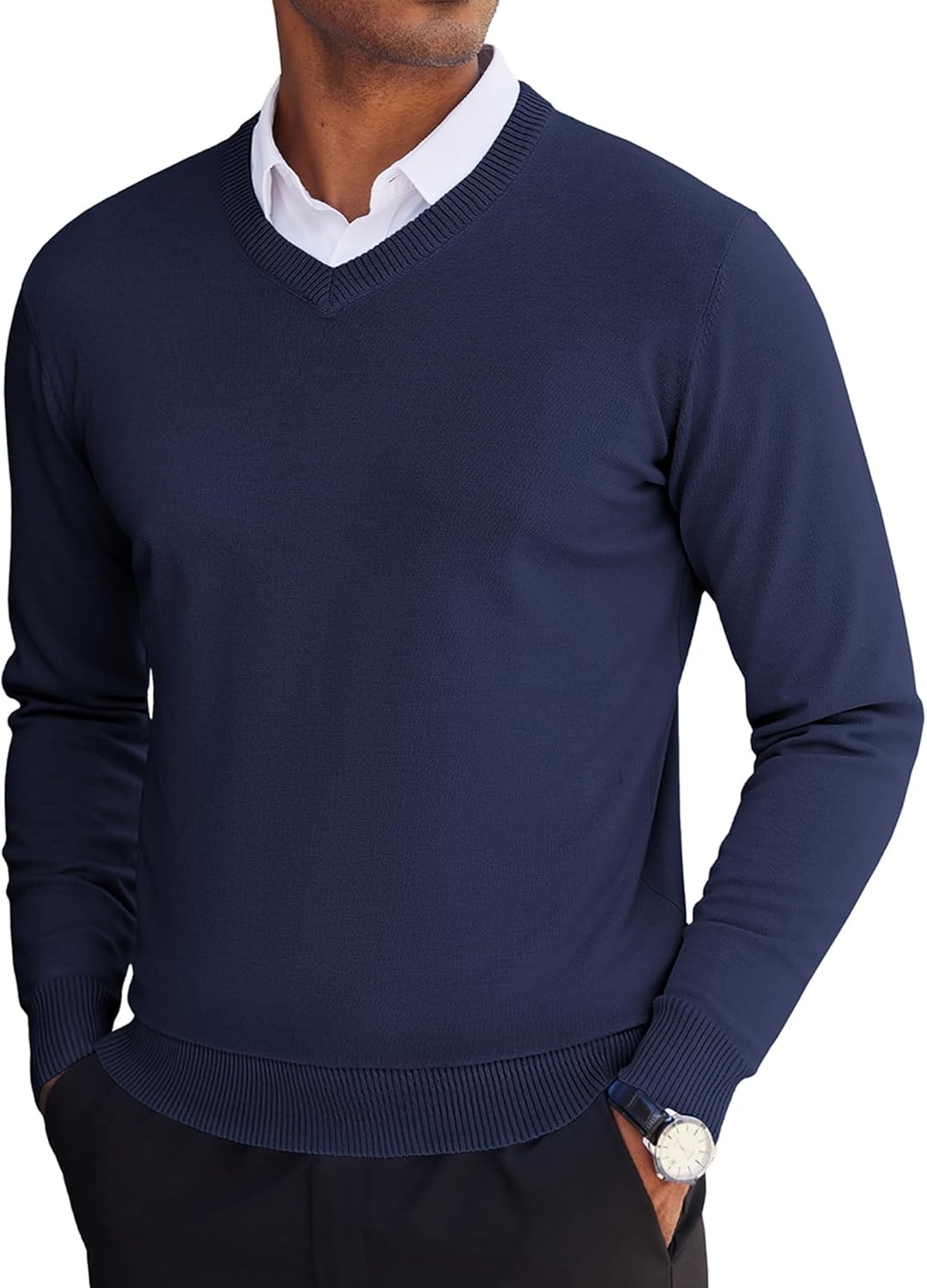 Men’s Lightweight Knitted V Neck Pullover Sweater Casual Soft Comfortable Fall