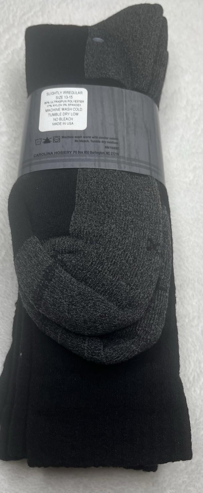 2 Pair Carolina Ultimate Men’s Ultra-Dri Steel Toe Boot Socks XL Size 12-15 Blk