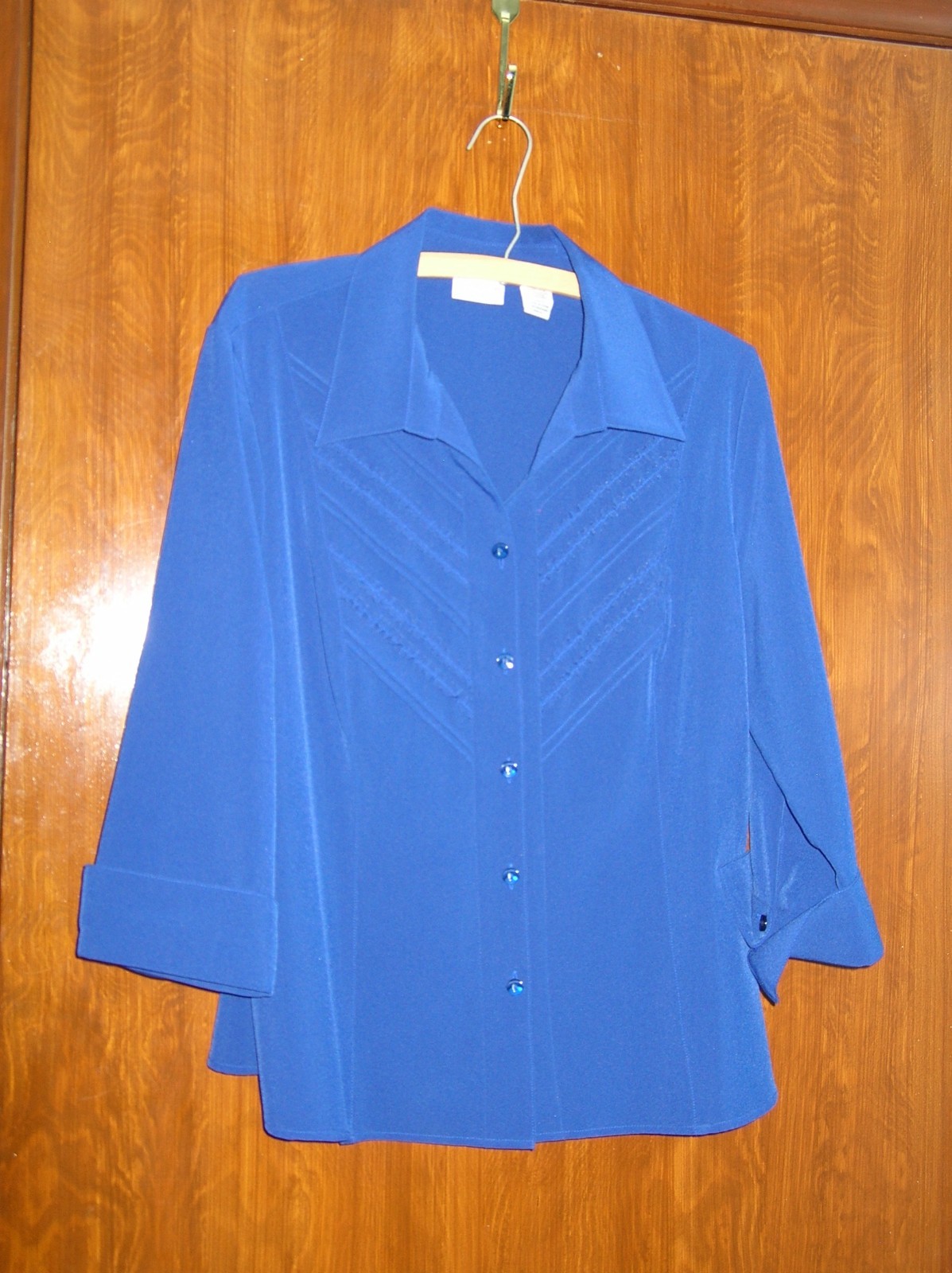 Covington Women’s Navy Shirt Top Blouse Size Large 94% Polyester Button J