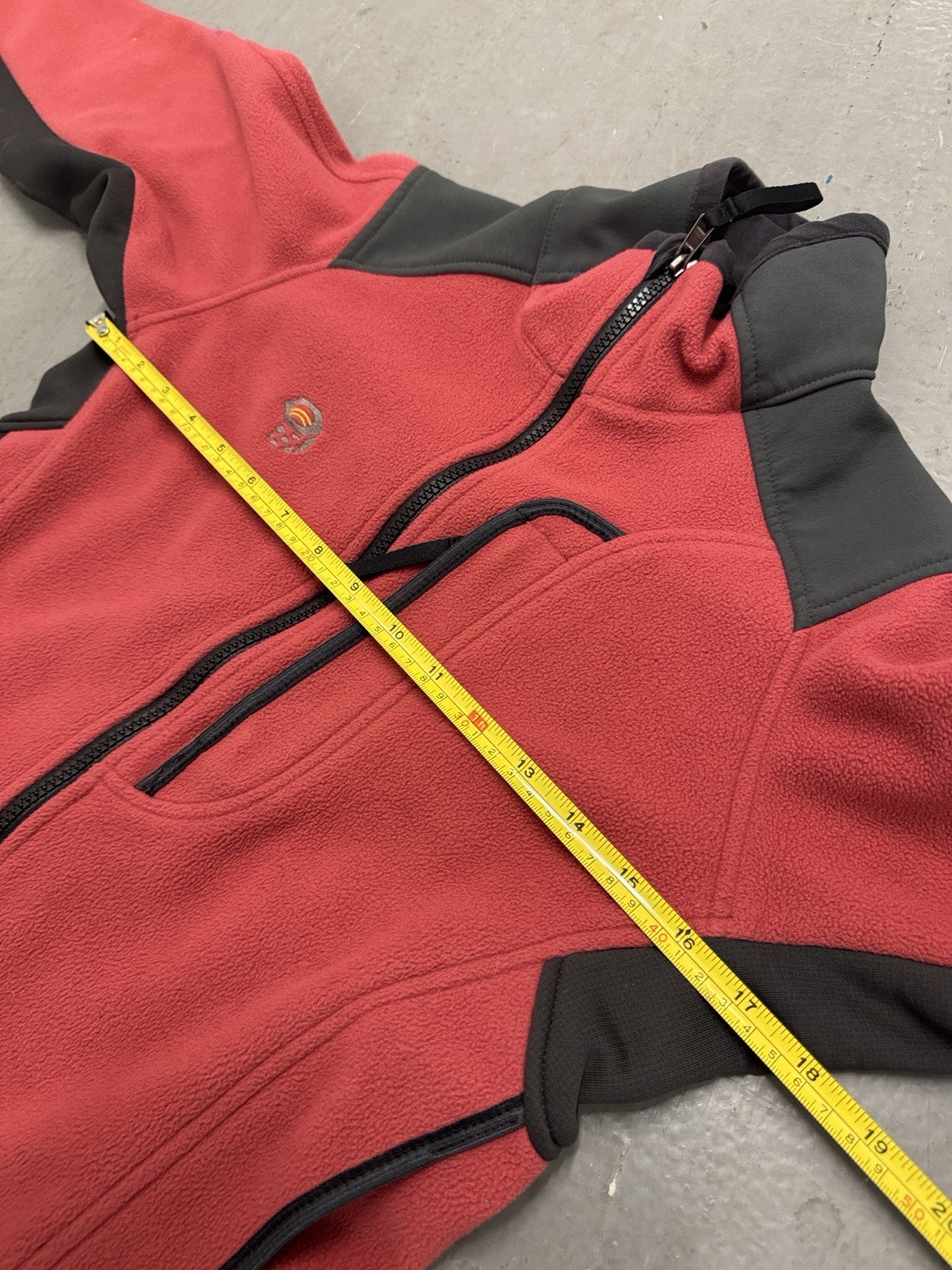 Mountain Hardwear Red Fleece Jacket with Gray Panels Women’s 4 – Made In USA