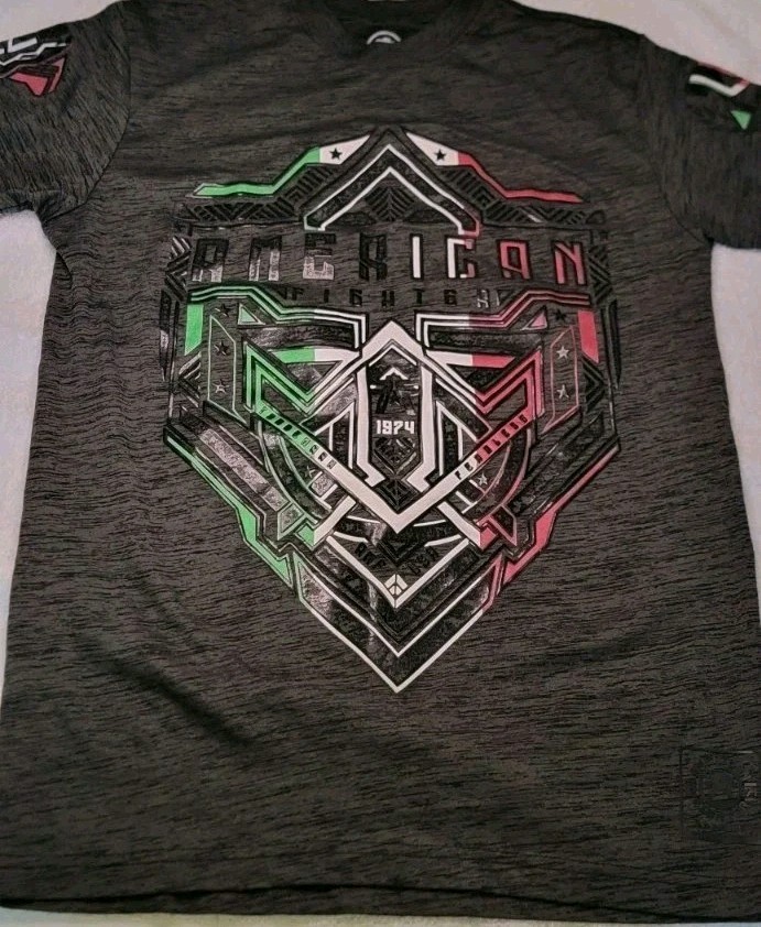American Fighter Mens Gray Graphic Logo T-Shirt Crew Neck Short Sleeve Size S
