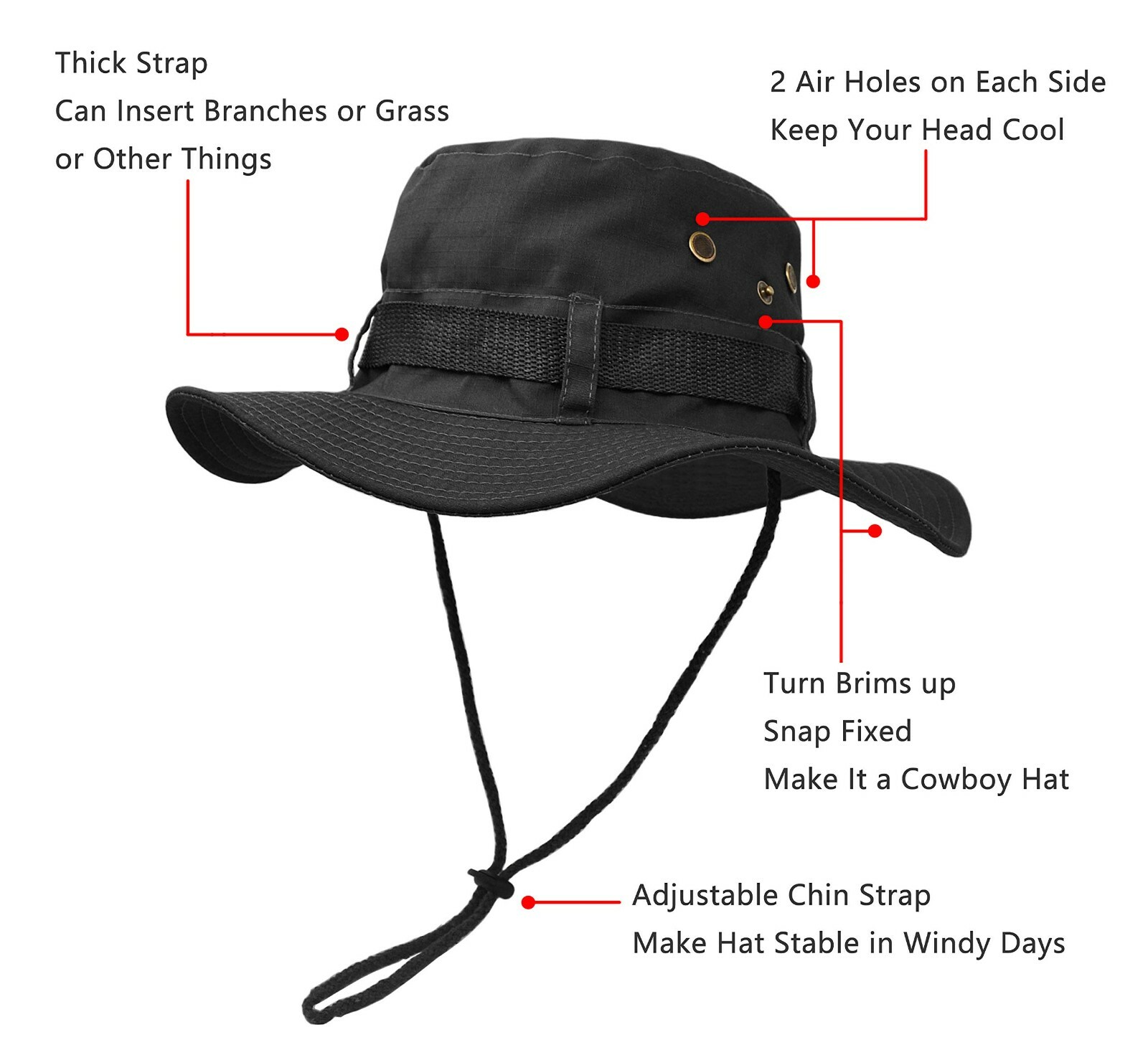 Mens Womens Bucket Boonie Hat Neck Flap Cover Sun Wide Brim Fishing Hiking Cap