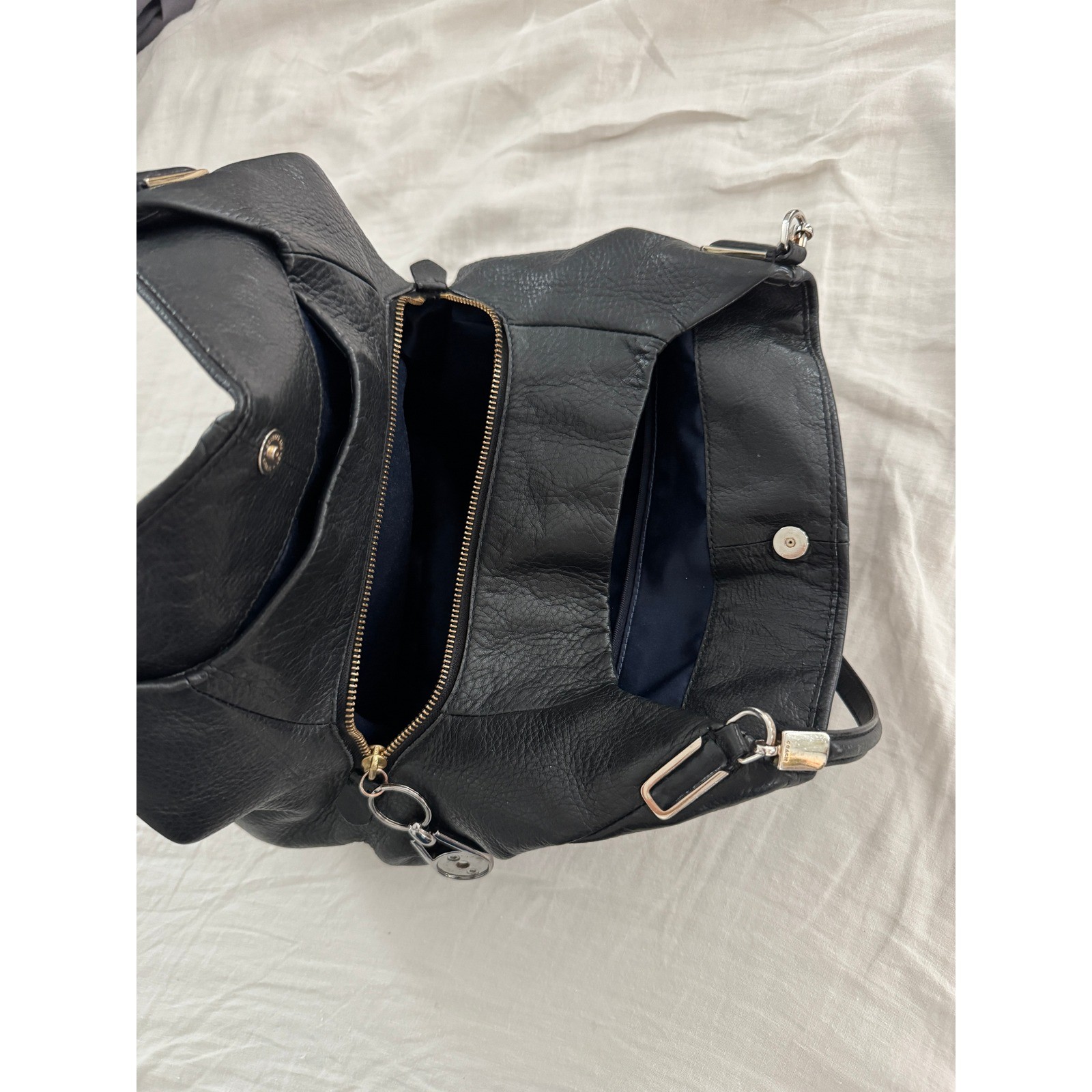 Coach Madison Phoebe Black Pebbled Leather Shoulder Hobo Bag