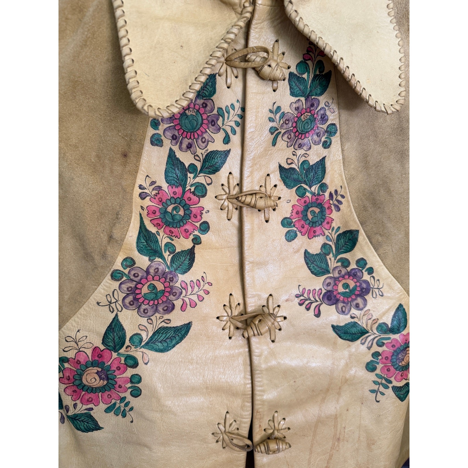 Vintage 60s 70s Char hand painted whipstitch jacket