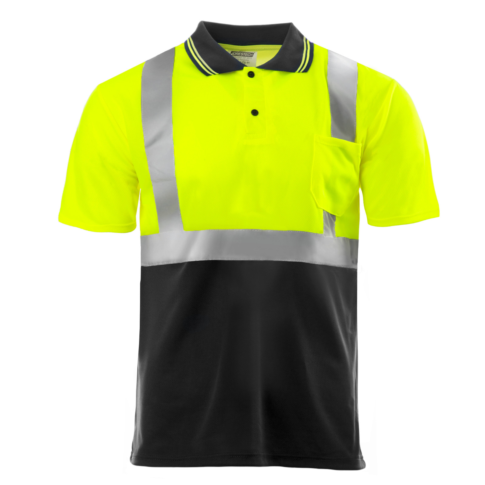 Hi-Vis Safety Workwear Short Sleeve Polo Shirt Top Reflective Tape Two tone