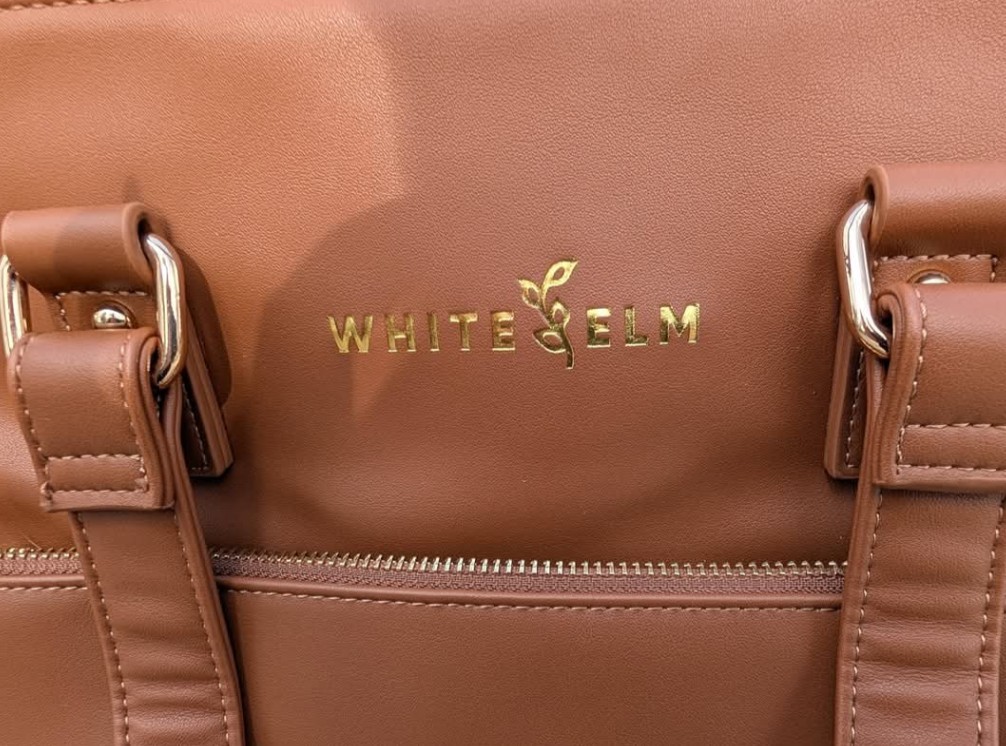 White Elm Brown Satchel Top Handle Bag Zip Tassel Detachable Strap Pockets
