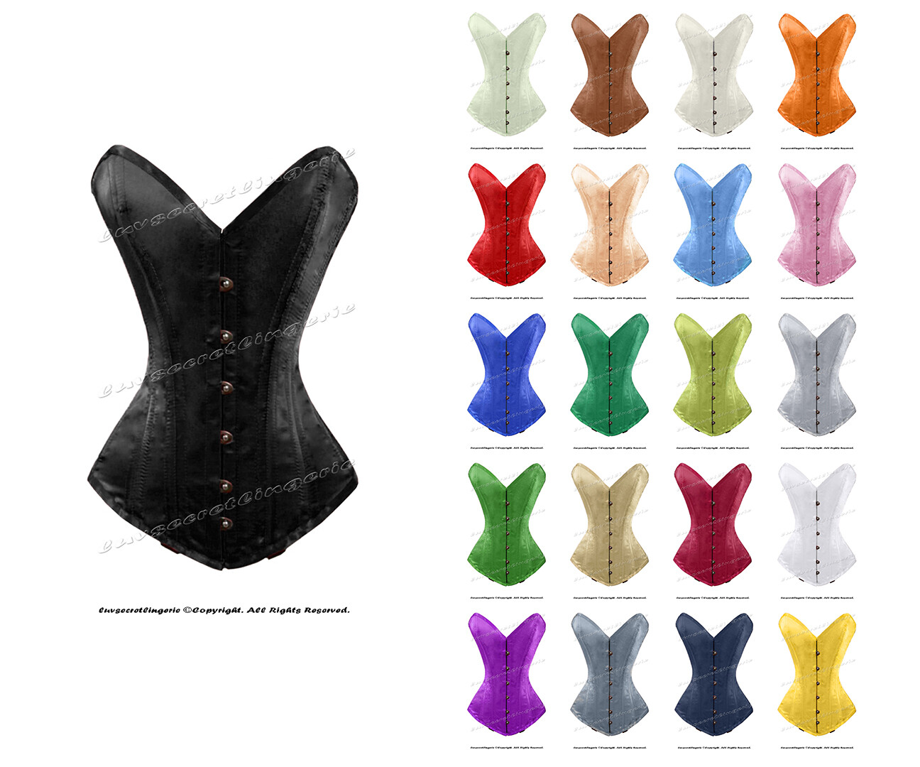 Heavy Duty 26 Double Steel Boned Waist Training SATIN OVERBUST Shaper Corset