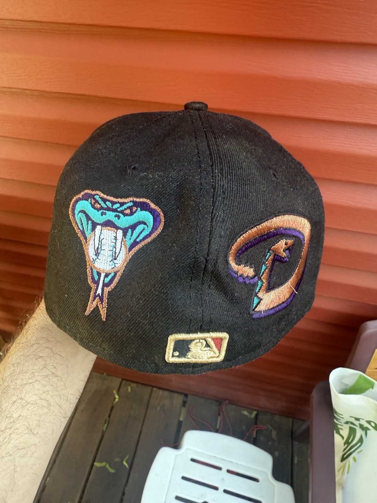 VTG New Era Arizona Diamondbacks 2001 WS Patch MLB Fitted Hat 59 Fifty Sz 7 3/8