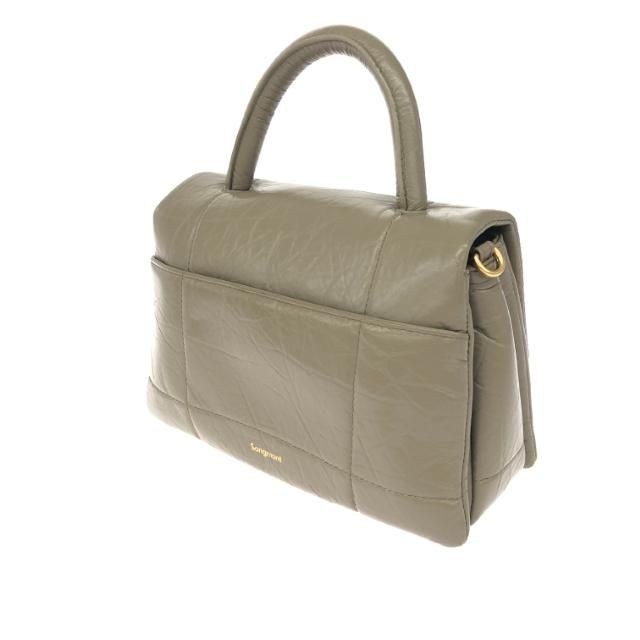 Songmont Satchel Handbag Purse w/Shoulder Strap Leather in Greige USED Good Cond