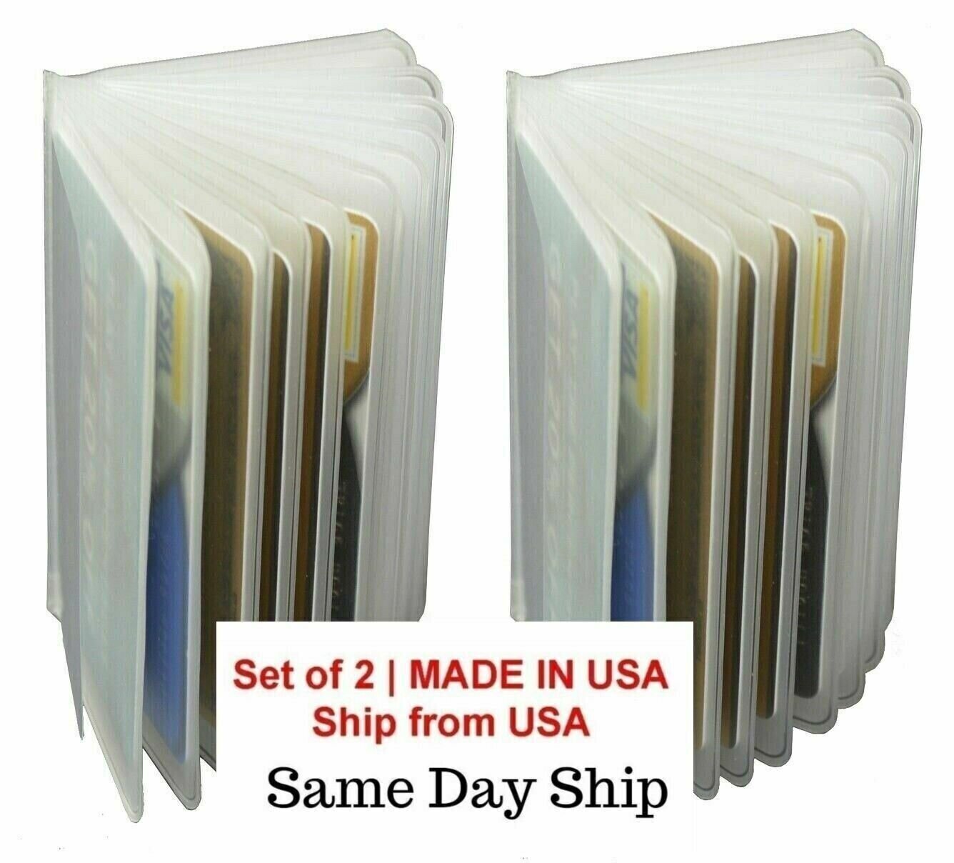 Plastic Wallet Insert Set of 2 ID-Card Picture Holder Trifold for Mens 12 Pages
