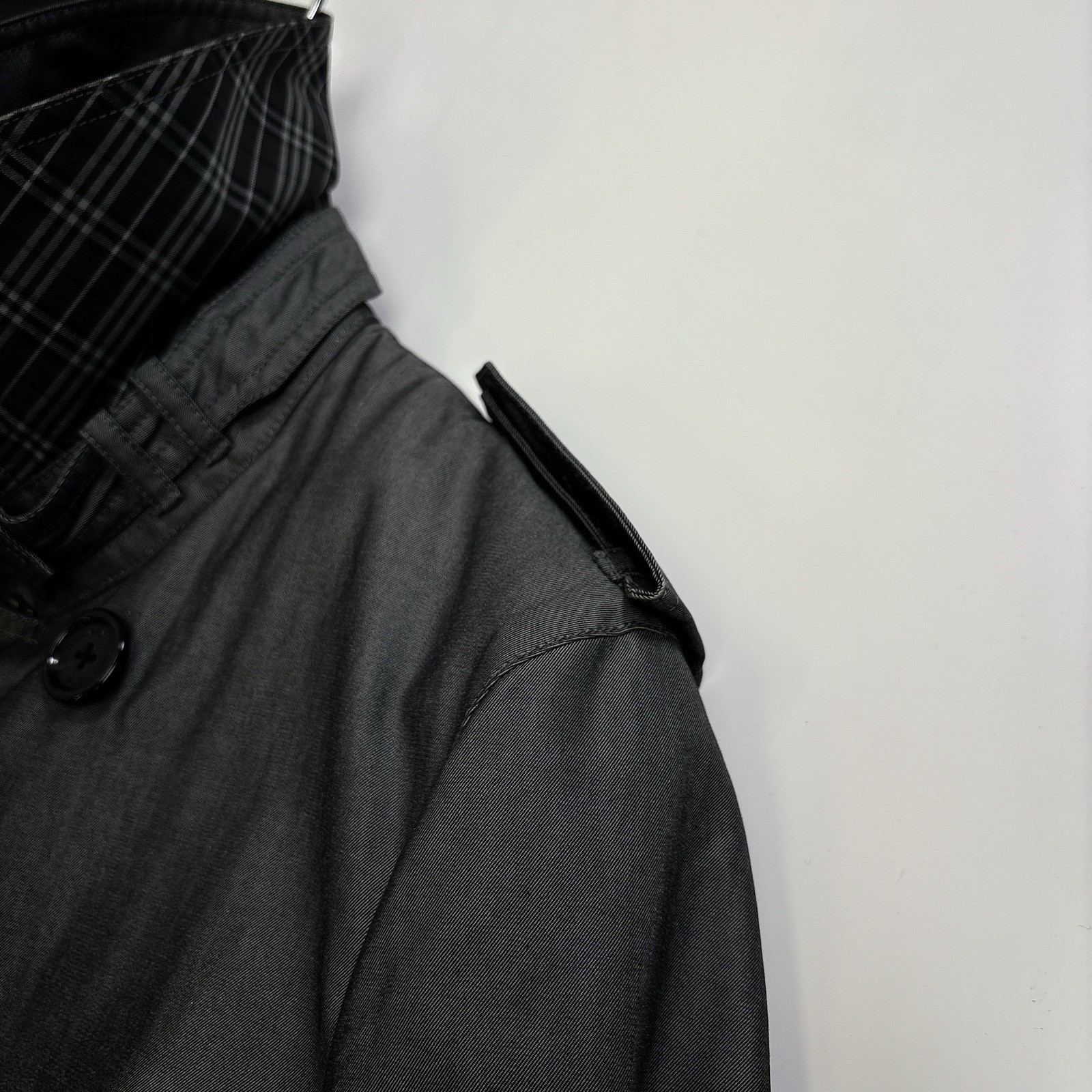 Men Coat, Burberry Black Label Cotton Trench Coat quilting Liner Grey M 44 46