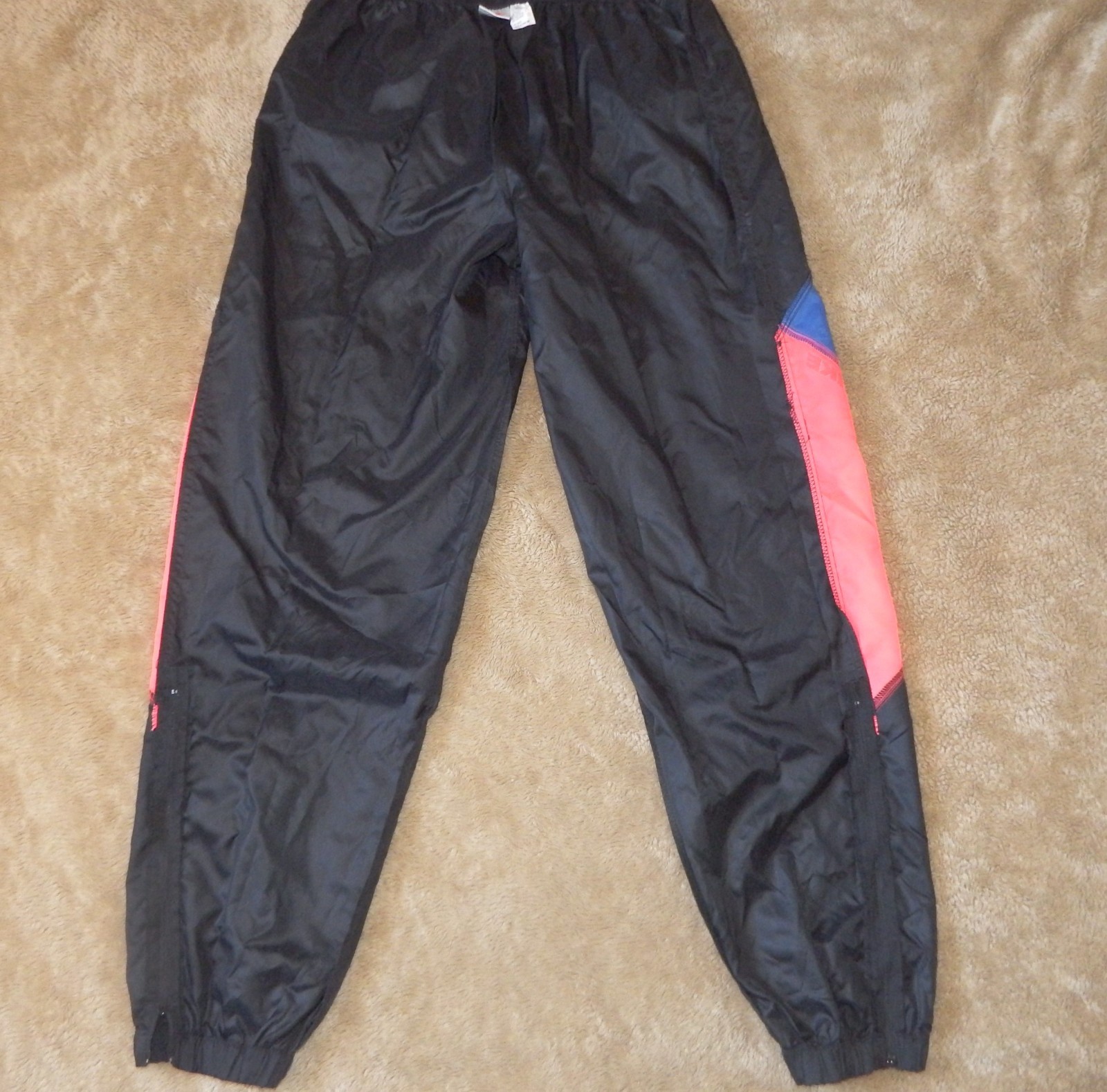 Vintage Nike Windbreaker Track Pants Retro 90s Black Neon Pink Blue Gray Tag L