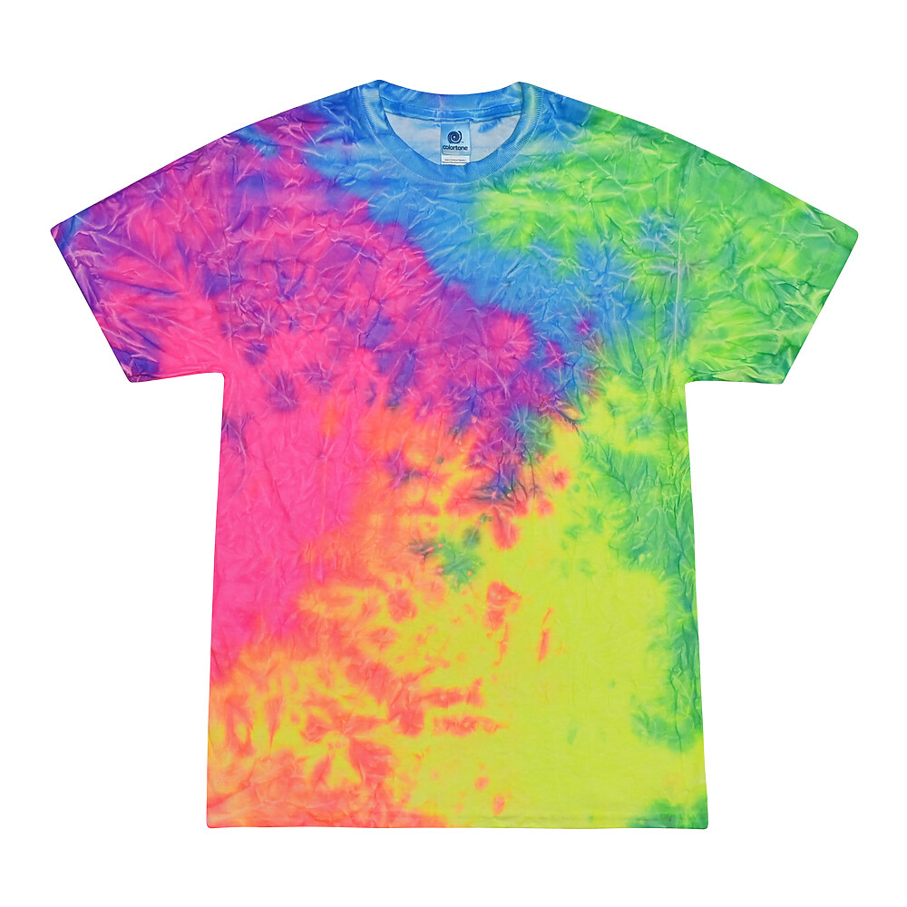 Quest Multi-Color Tie Dye T-Shirts Kids & Adults Sizes Cotton Colortone