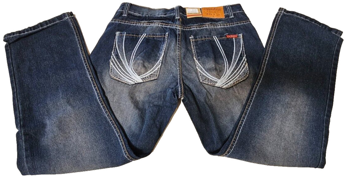 True Republic Brand Men’s Classic Slim Fit Dark Blue Faded Denim Jeans