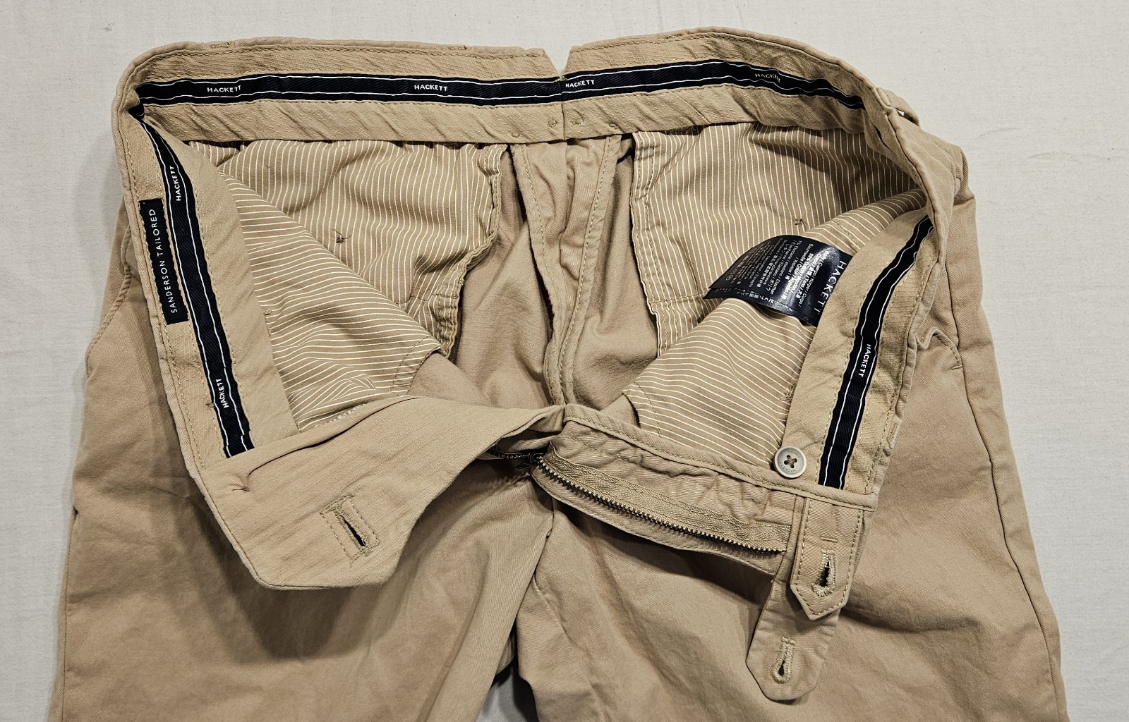 Hackett London Sanderson Tailored Chino Straight Pants 31R Trousers 31×31 Khaki