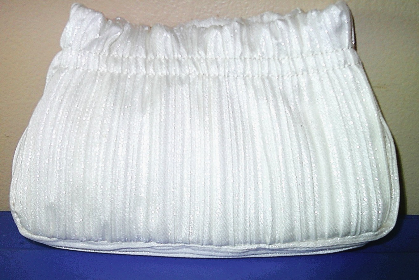 2025 LC Lauren Conrad White Pleated Clutch/Crossbody Purse, Rhinestone Bow, NWOT