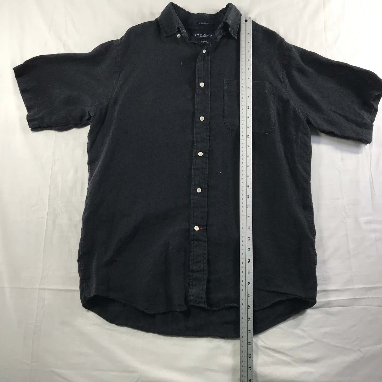 Daniel Cremieux Classics Mens Black 100% Linen Short Sleeve Button Down Shirt M
