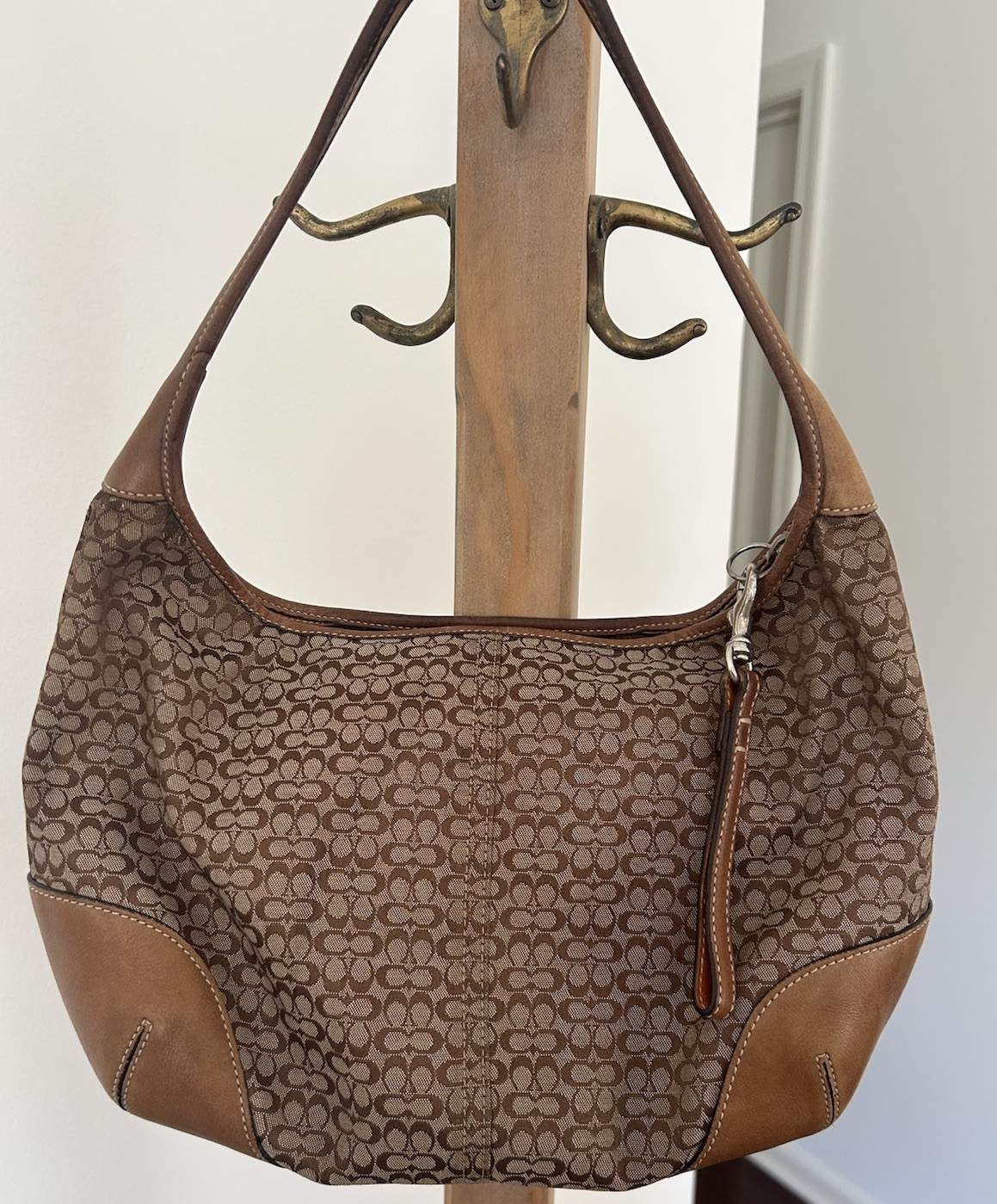 Y2K Coach Mini Soho Brown Signature C Monogram Hobo Shoulder Bag Vintage