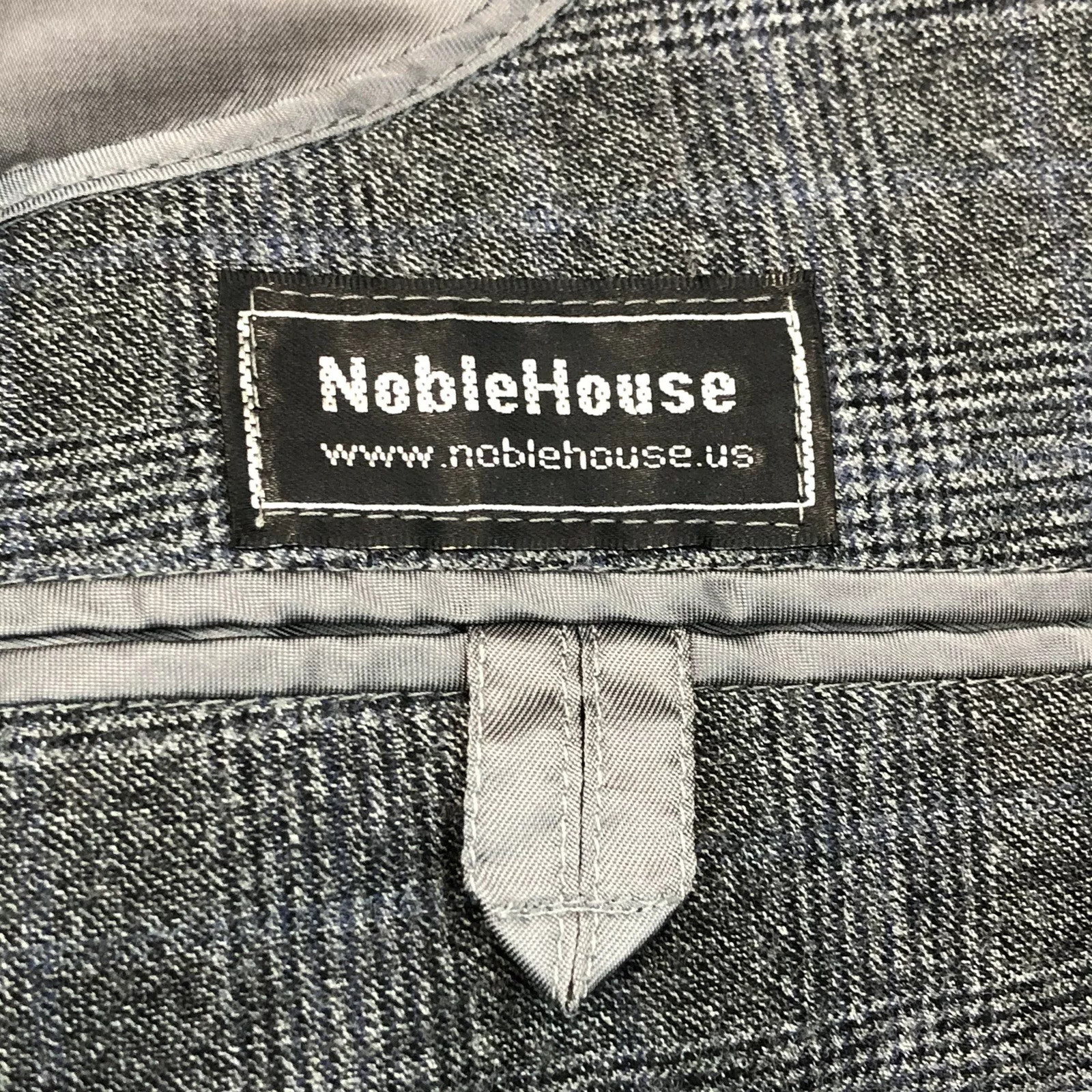 Vintage Mens 42 NobleHouse Gray Plaid Wool Custom Tailored Bespoke Blazer Jacket