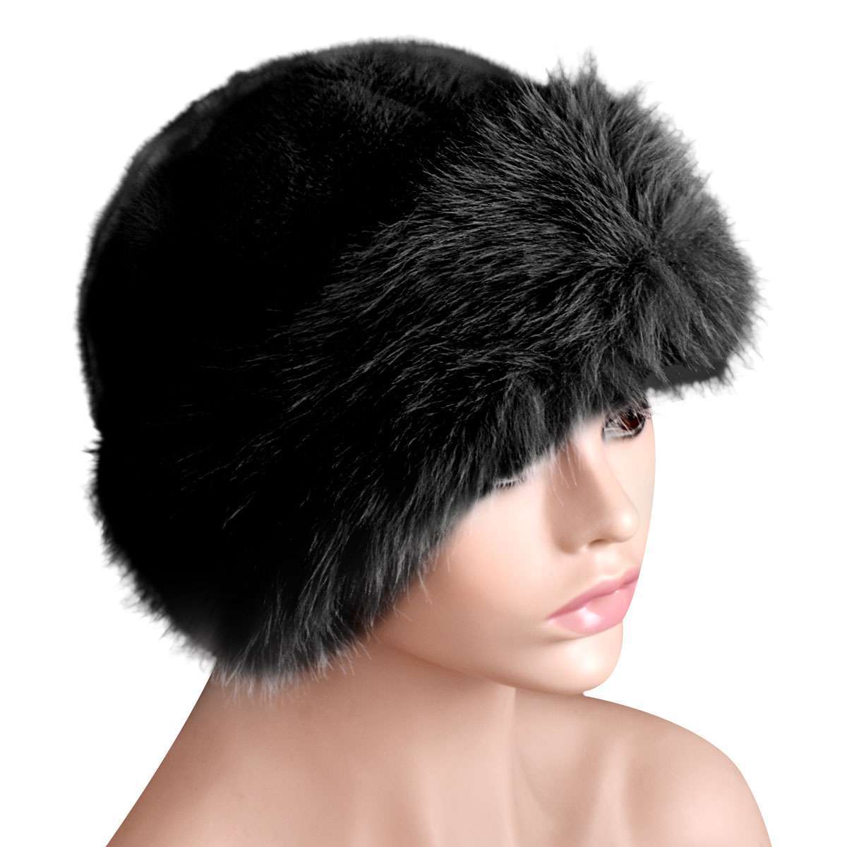 Women Furry Hat Faux Fur Russian Cossack Hat Fluffy Warm Winter Outdoor Ski Cap