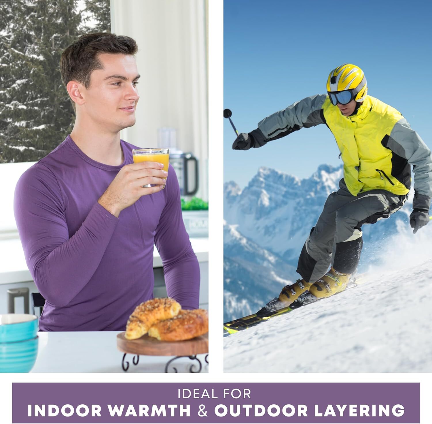 Men’s Thermal Underwear Long Johns Top Fleece Lined Base Layer Tops Bottom Set