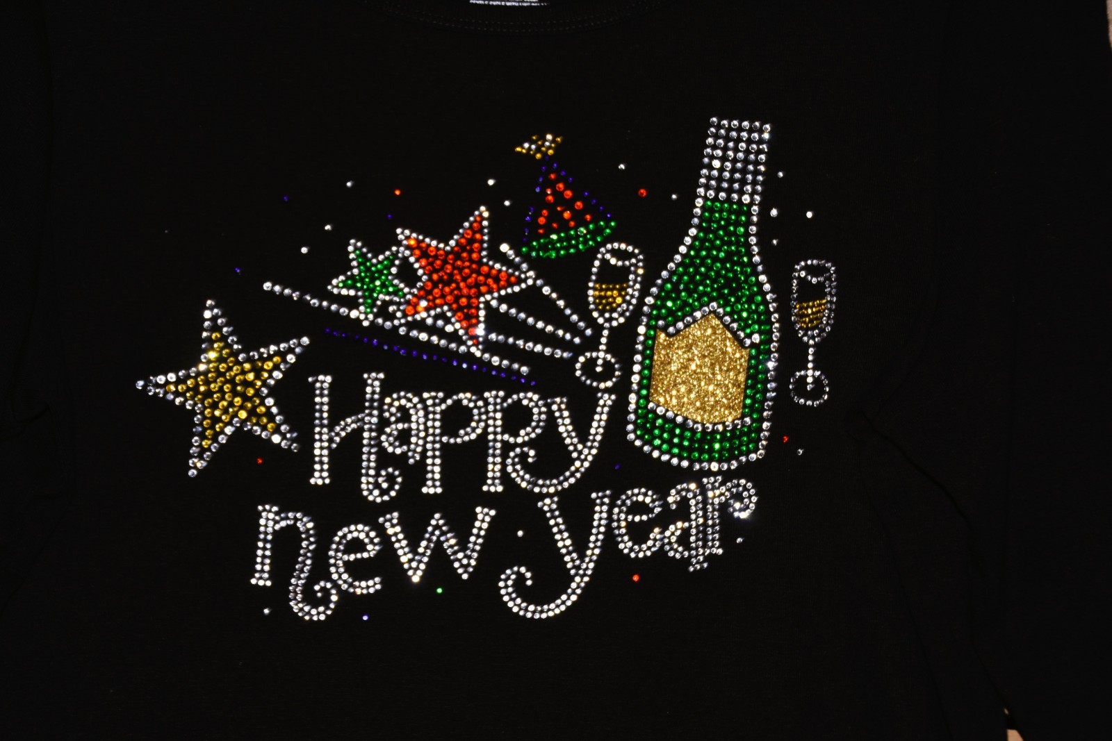 Happy New Year rhinestone glitter bling shirt XS S M L XL XXL 1X 2X 3X 4X 5X