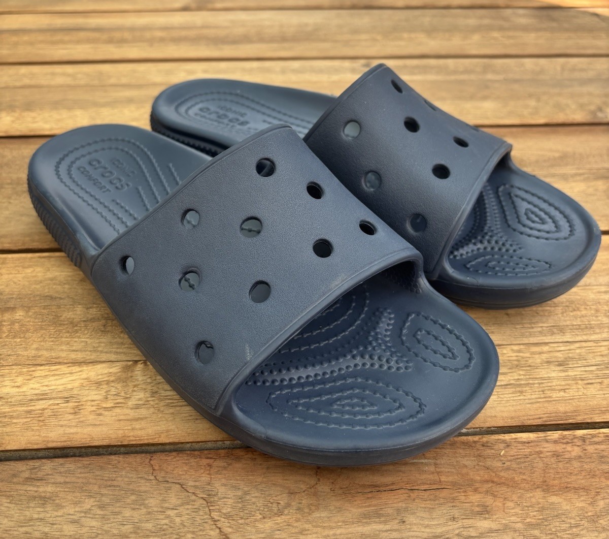 Crocs Classic Slide Navy Blue Rubber Slip On Sandals Unisex US M7/W9
