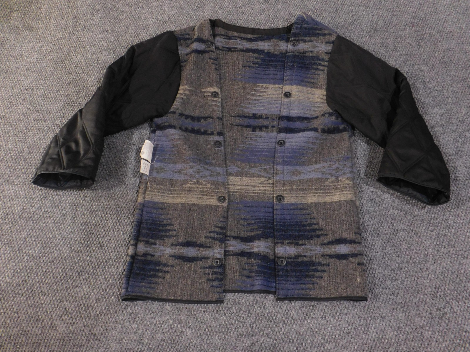 Woolrich Jacket Liner Mens Medium Blue Gray Wool Quilted Southwestern Made USA
