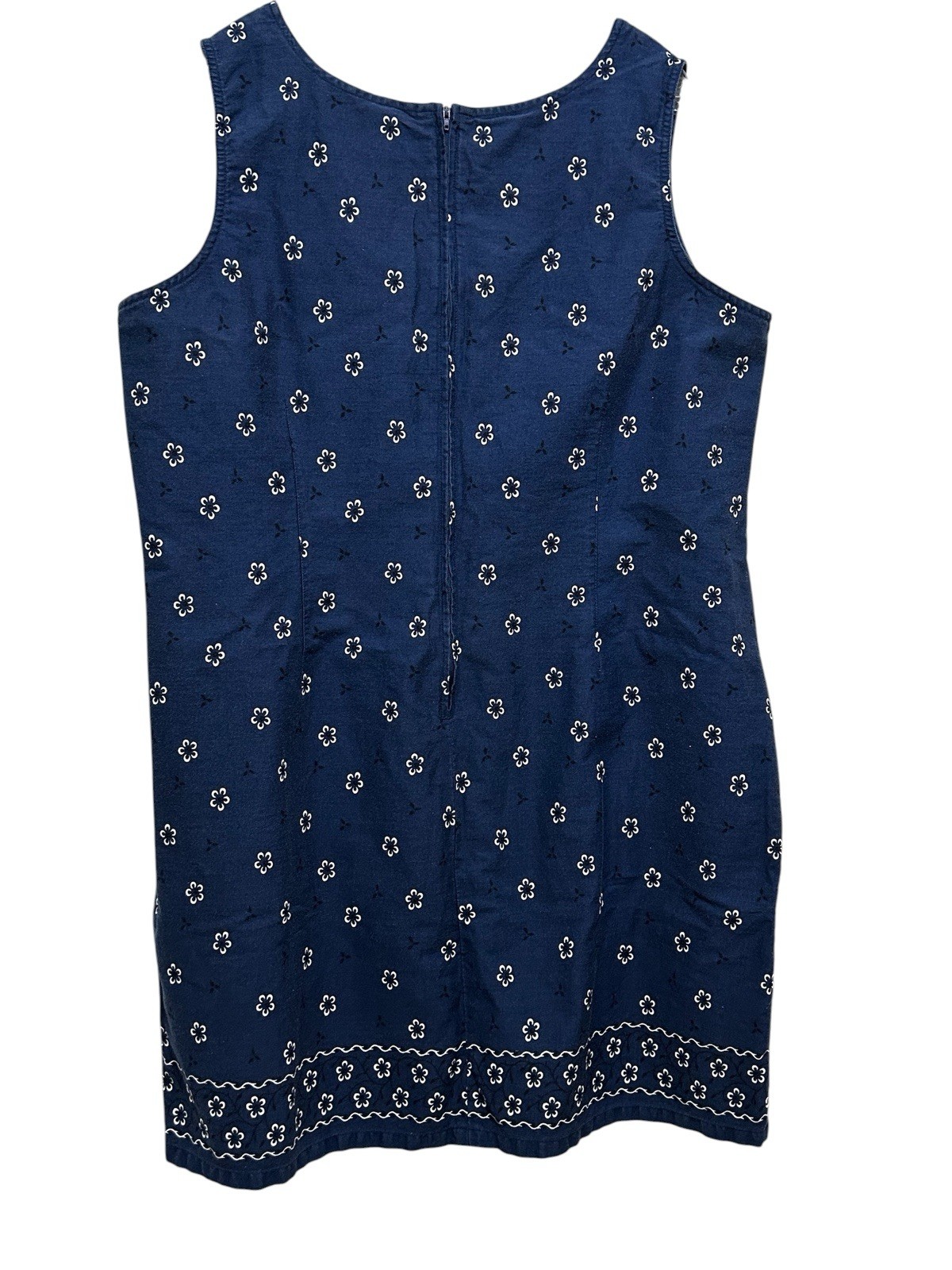 Silhouettes Women’s Size 22W Printed Sleeveless Shift dress Navy Blue Cotton