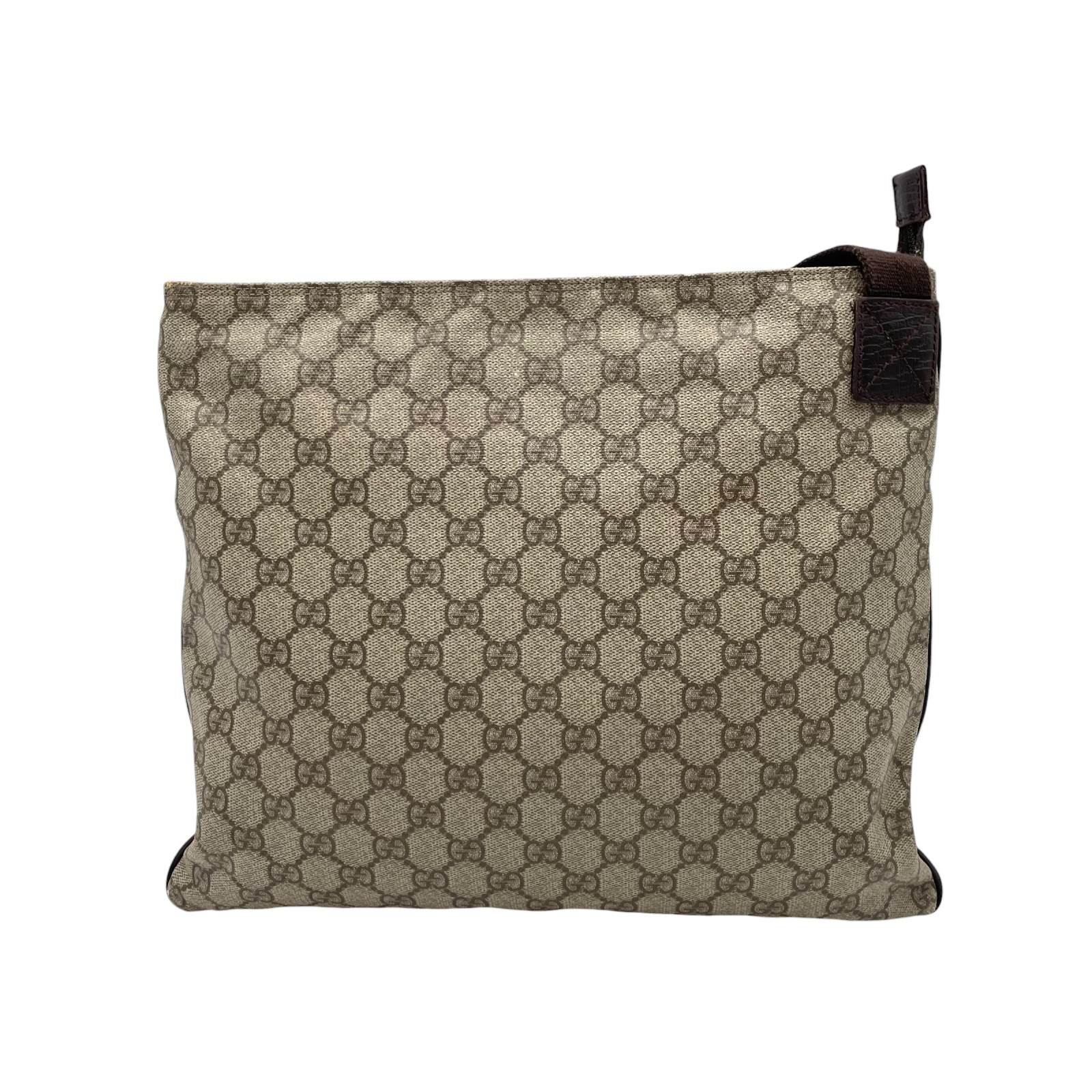 Authentic GUCCI GG Supreme Shoulder Bag PVC Leather Beige Brown Classic Men