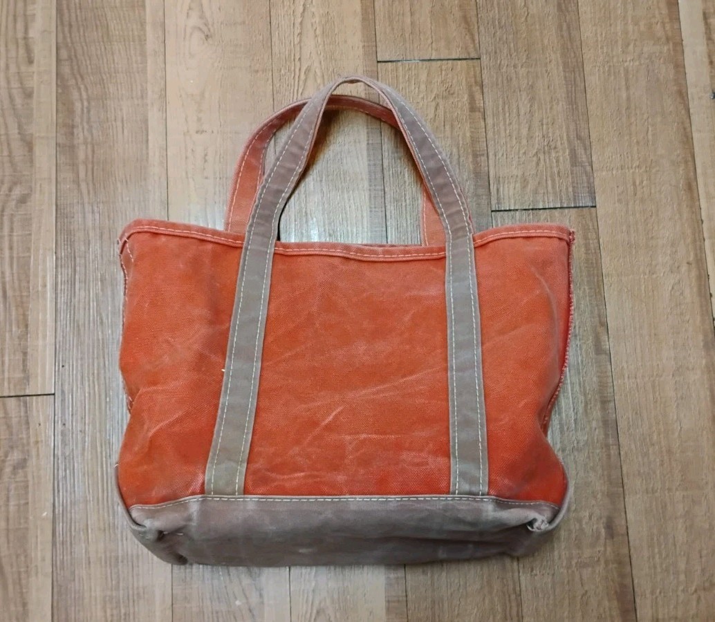 L.L.Bean Boat and Tote Open Top Vintage Made In USA Heavy Cotton Red/Brown