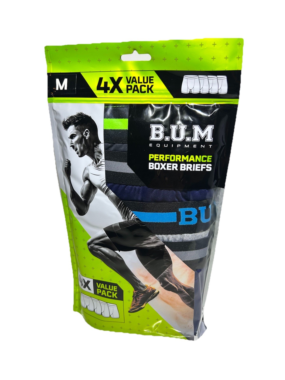 New BUM Equipment Men 4 Pack Value Boxer Briefs Sizes S, M, L, XL